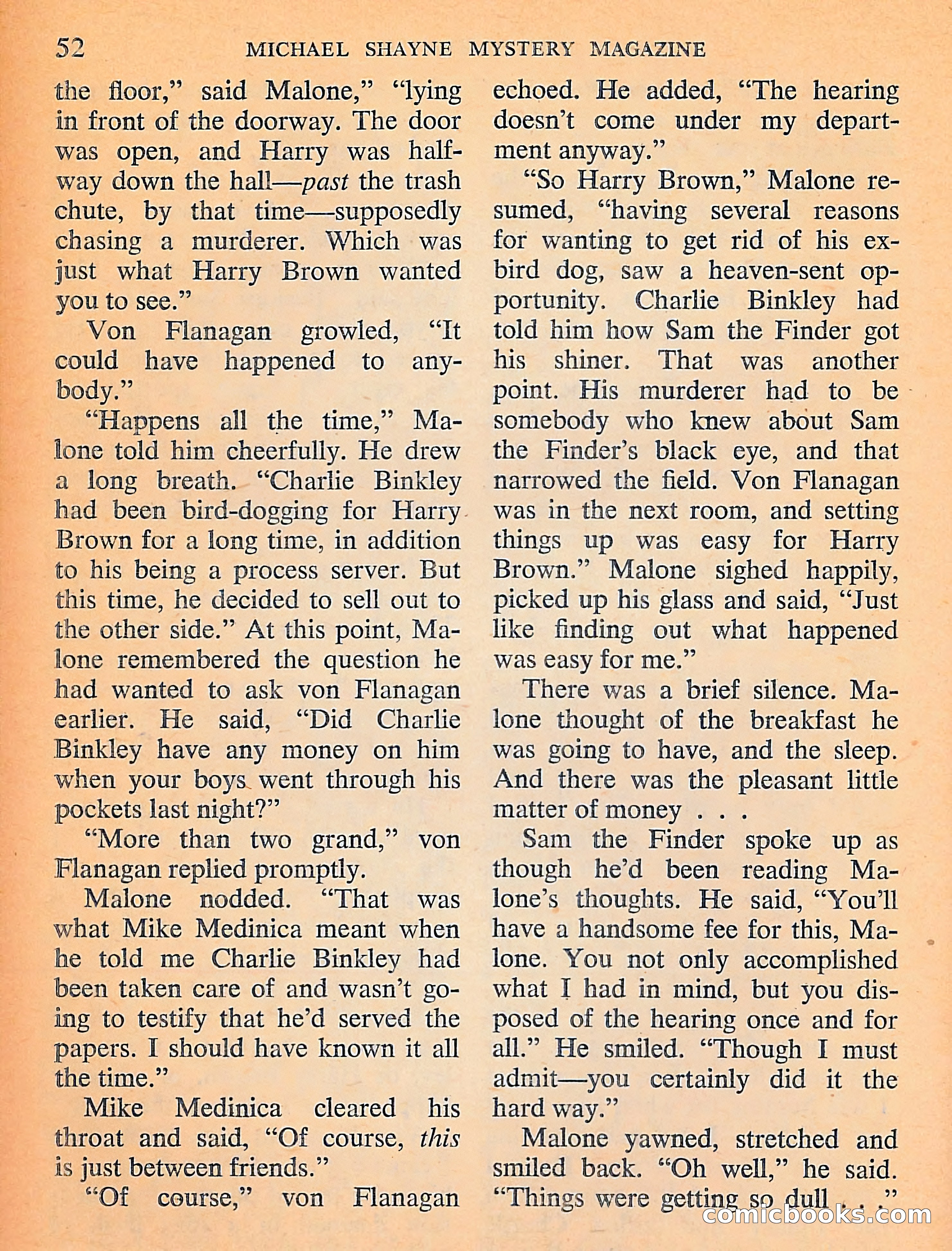 Michael Shayne Mystery Magazine, September 1956 — page 54 of 164