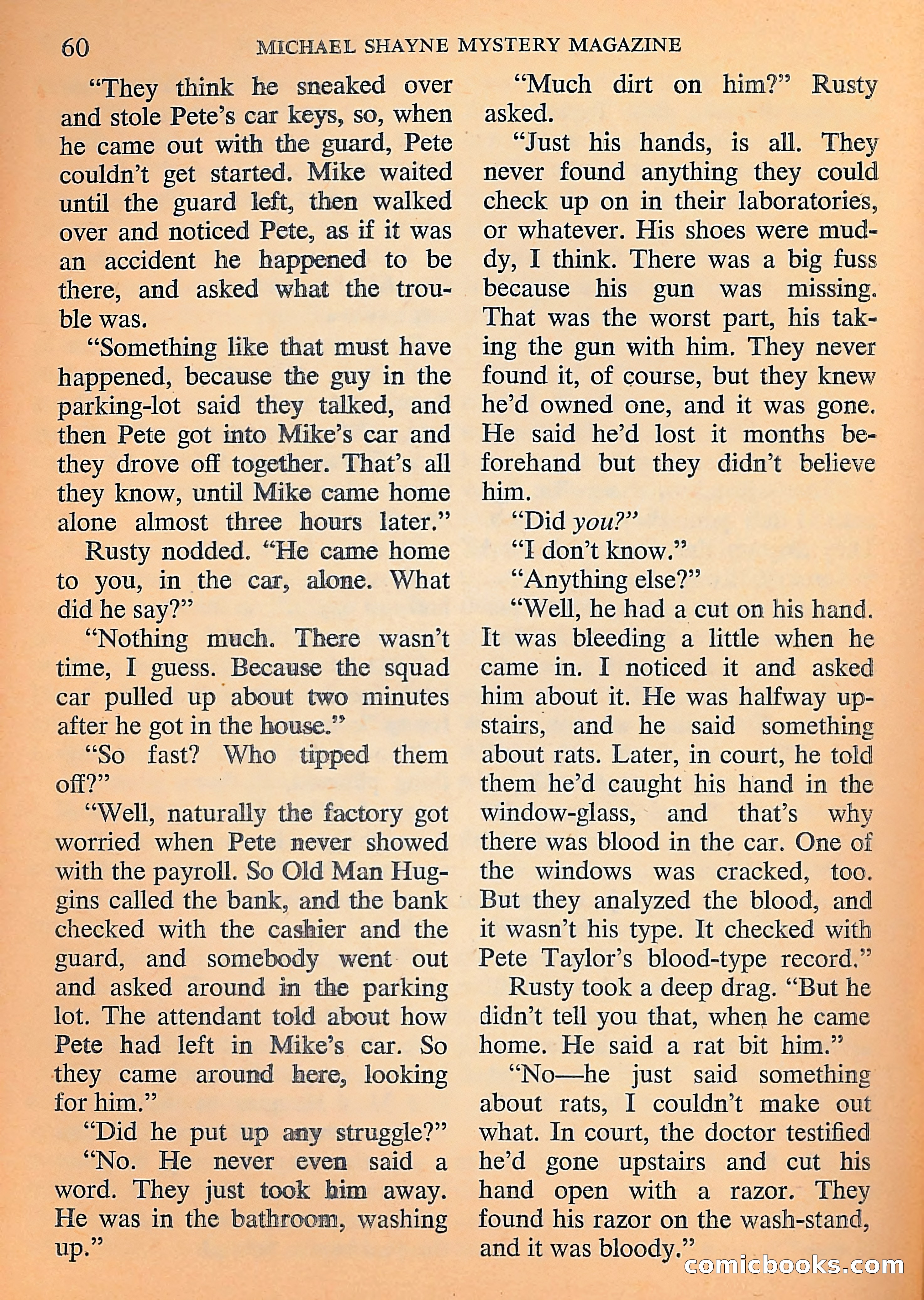 Michael Shayne Mystery Magazine, September 1956 — page 62 of 164