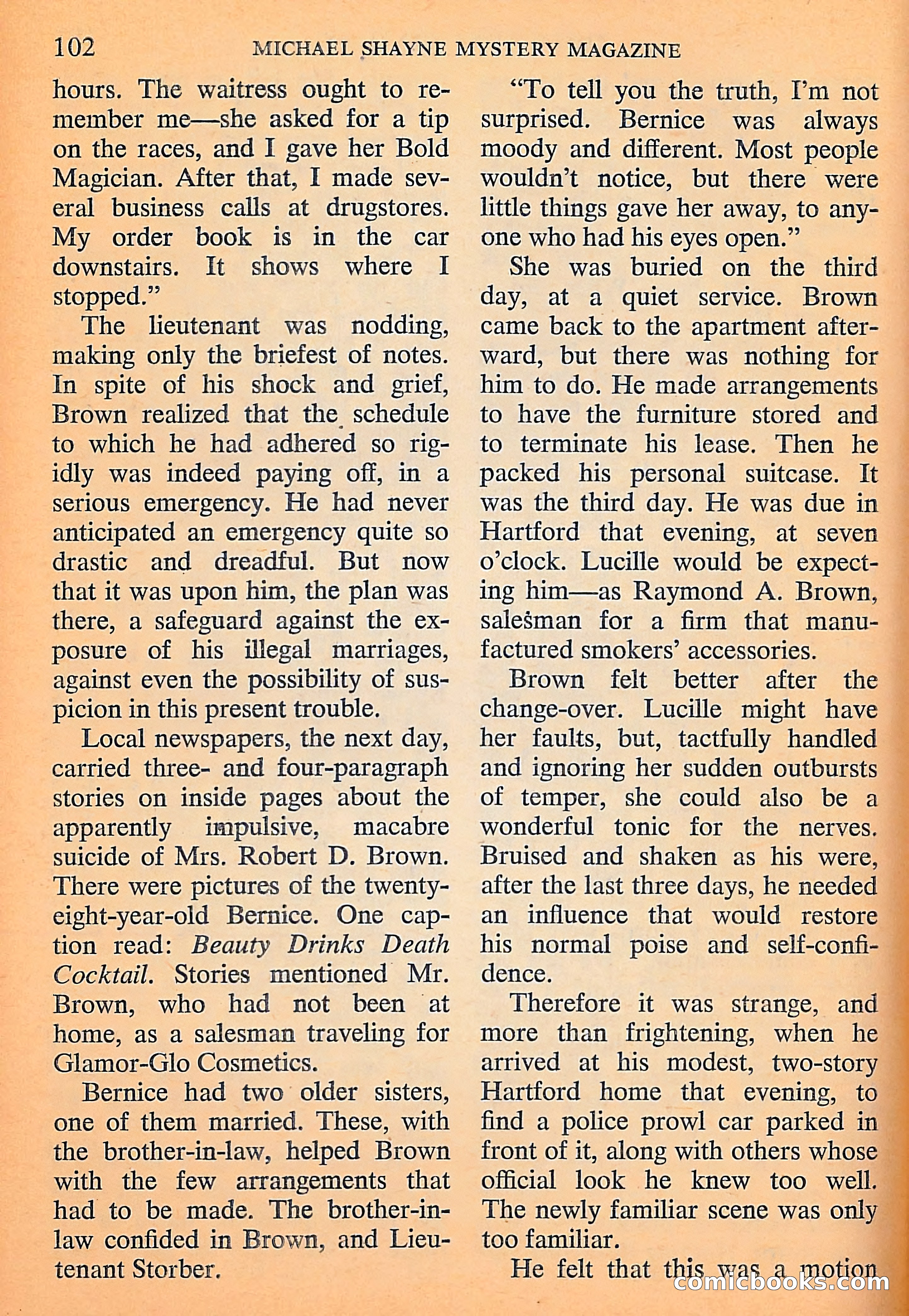 Michael Shayne Mystery Magazine, September 1956 — page 104 of 164