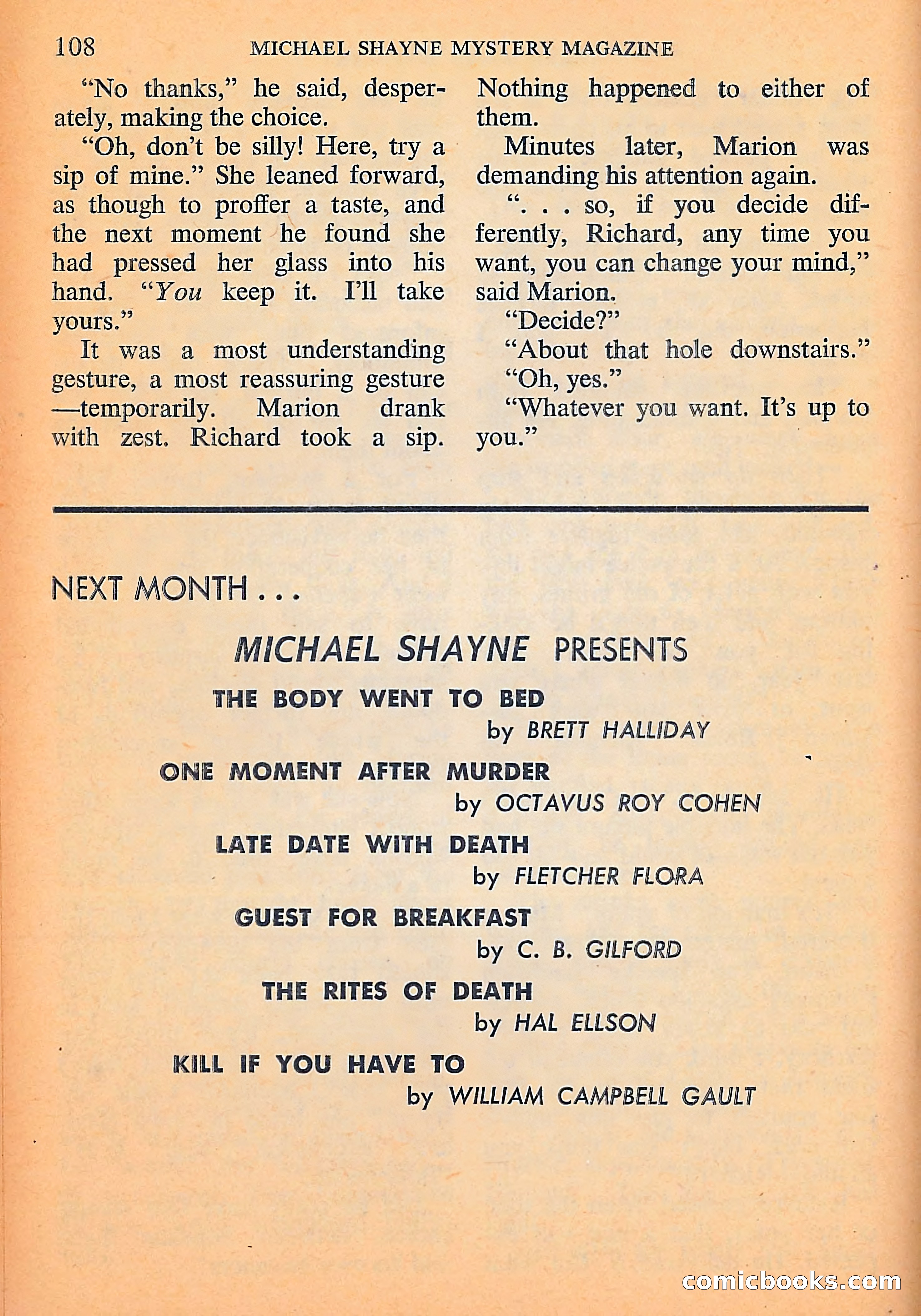 Michael Shayne Mystery Magazine, September 1956 — page 110 of 164