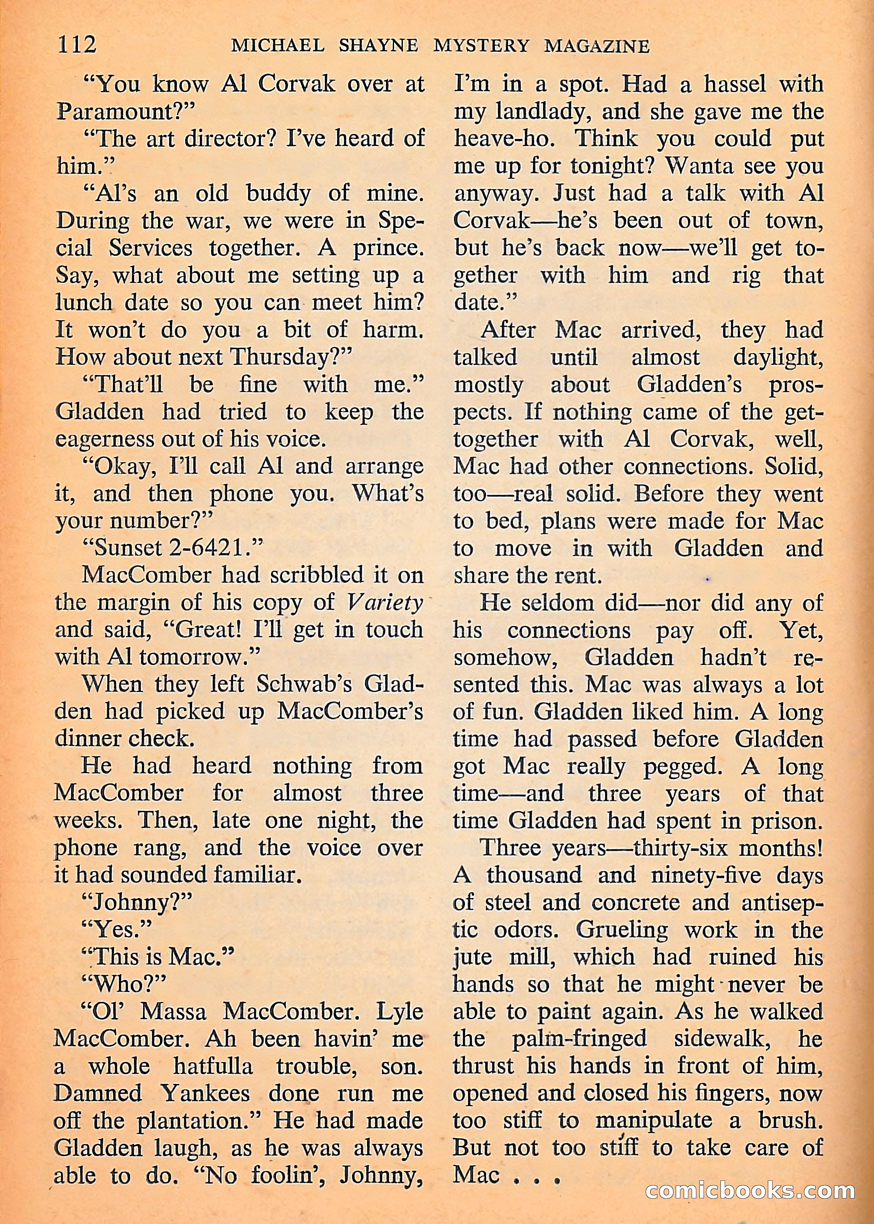 Michael Shayne Mystery Magazine, September 1956 — page 114 of 164
