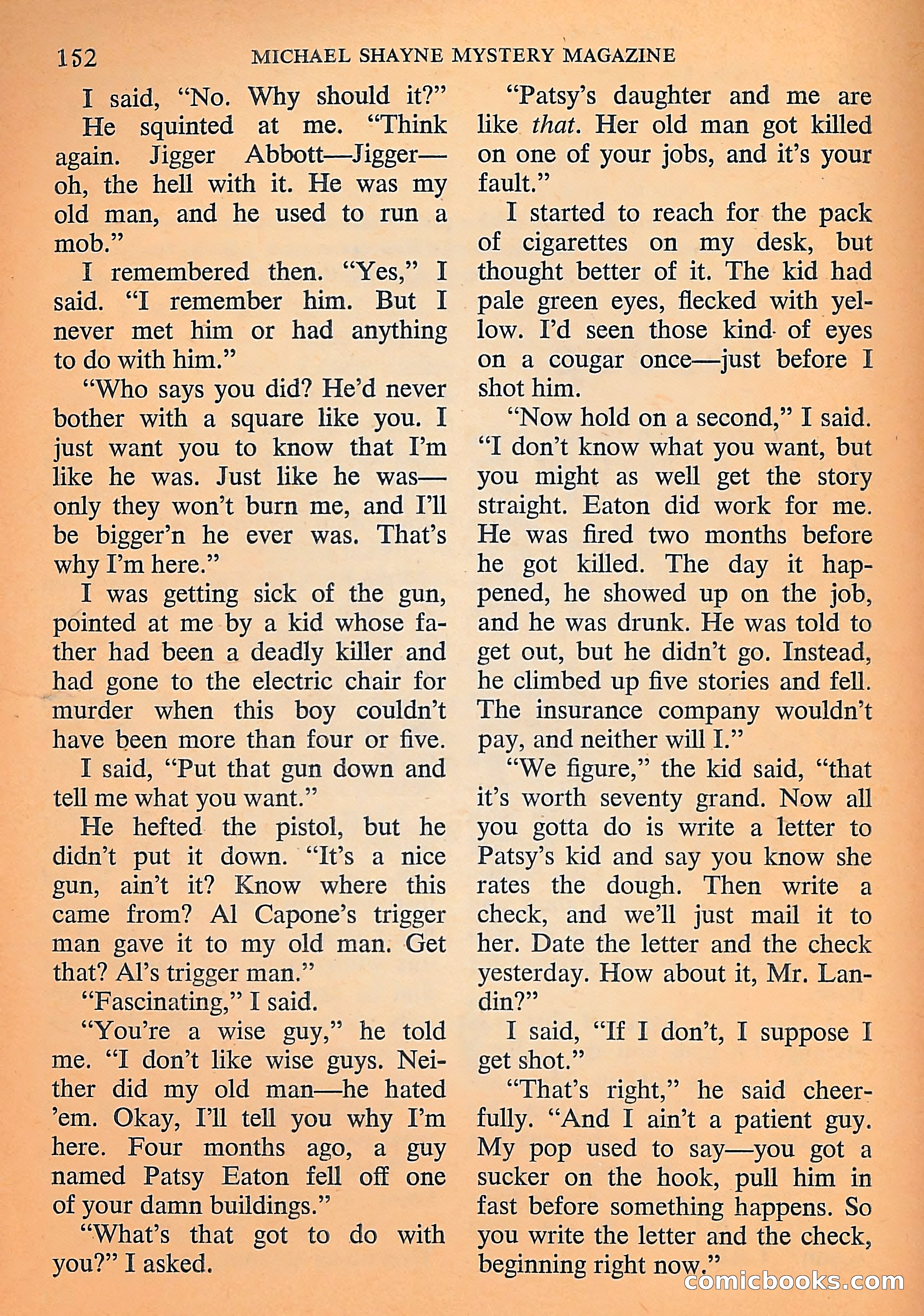 Michael Shayne Mystery Magazine, September 1956 — page 154 of 164