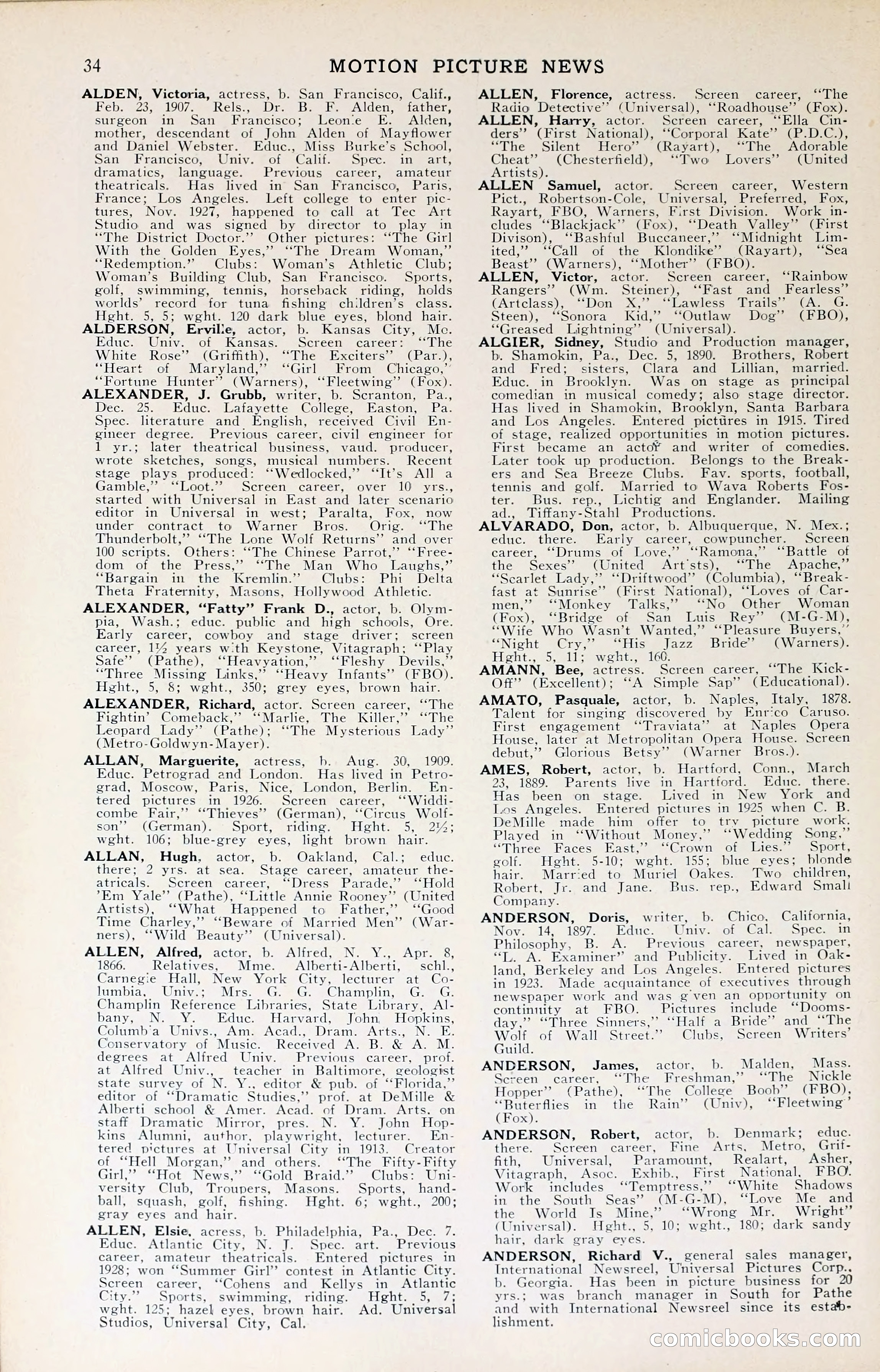 1929 Motion Picture News Blue Book — page 36 of 326