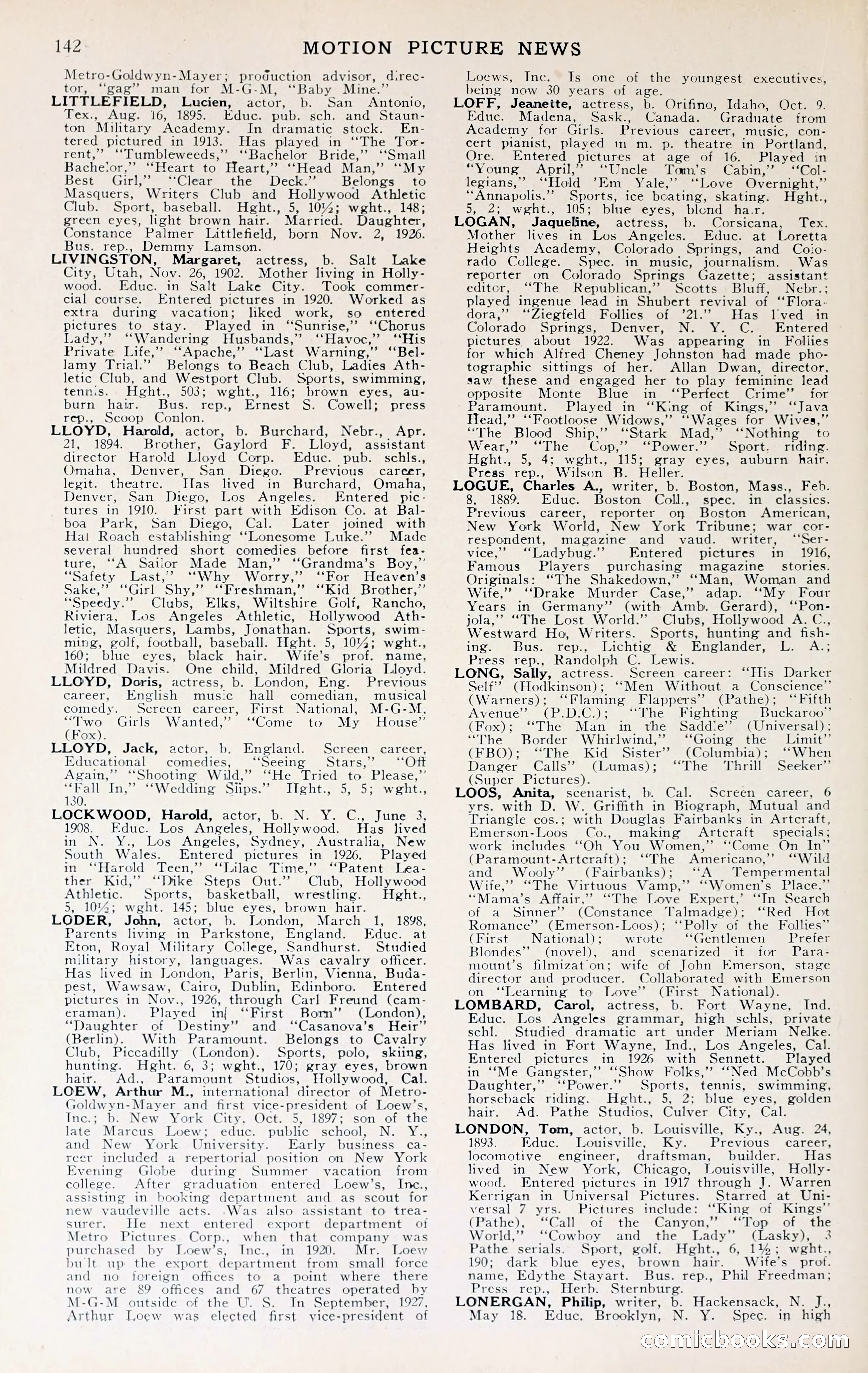 1929 Motion Picture News Blue Book — page 144 of 326