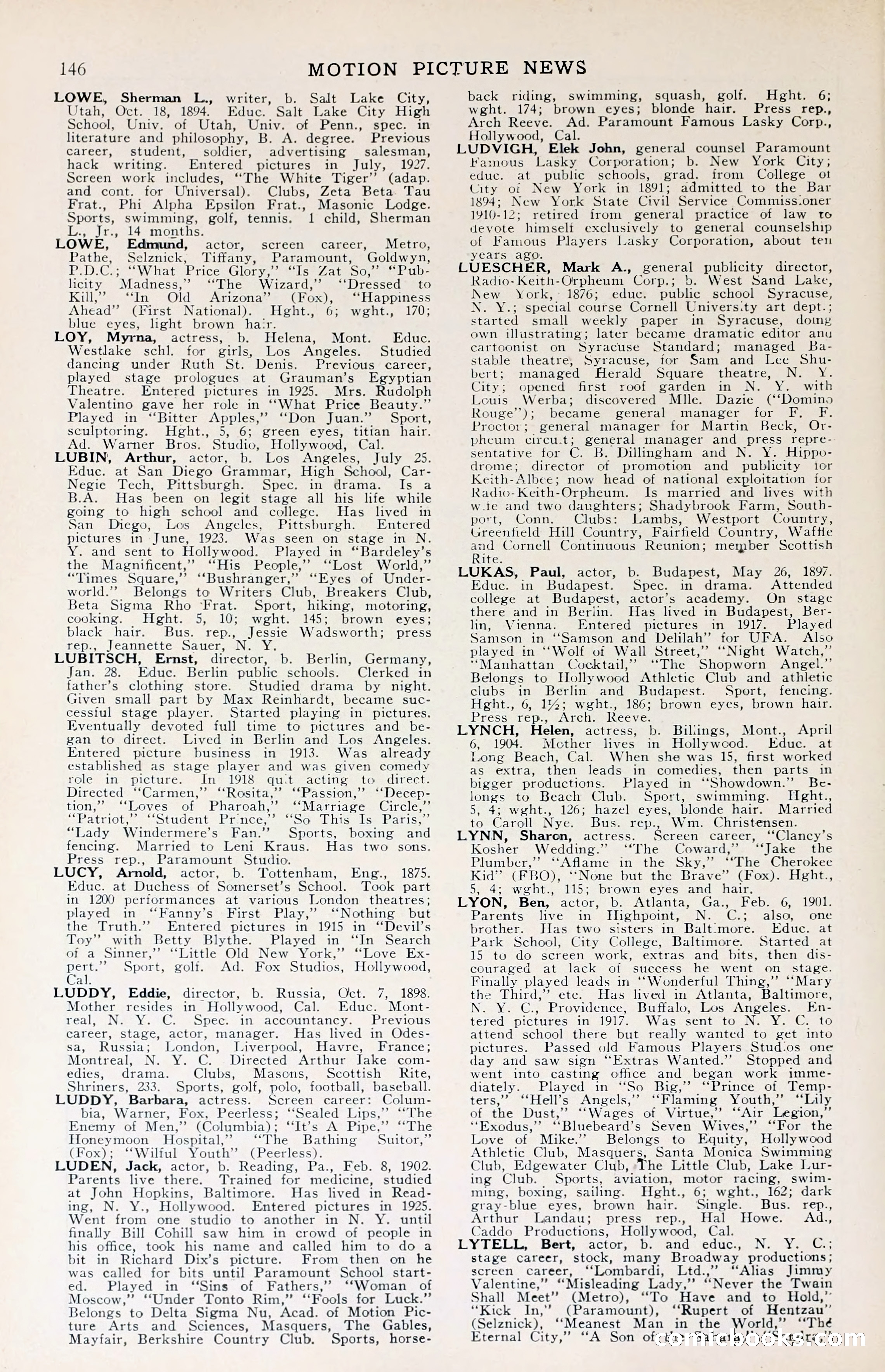 1929 Motion Picture News Blue Book — page 148 of 326