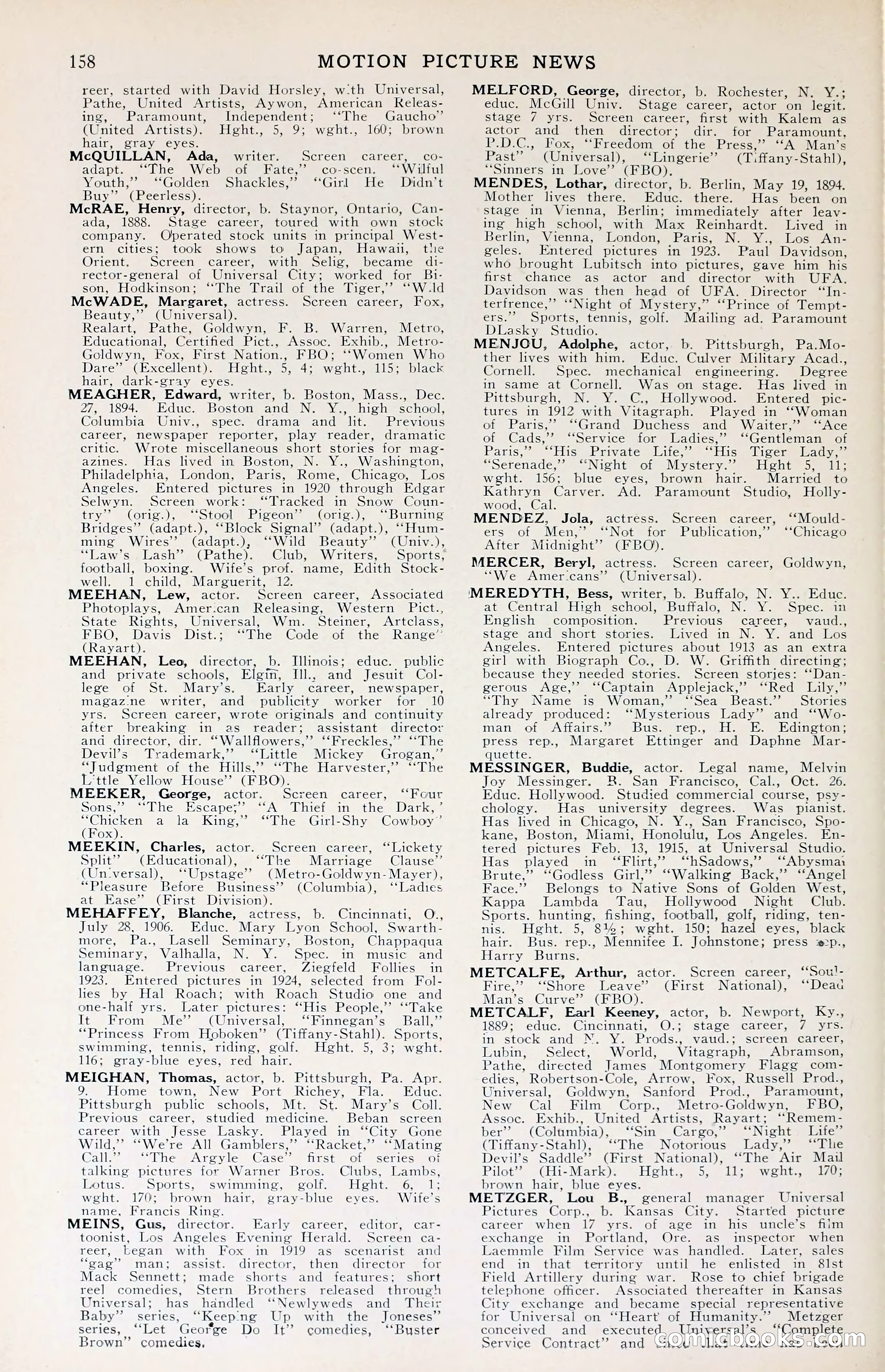 1929 Motion Picture News Blue Book — page 160 of 326