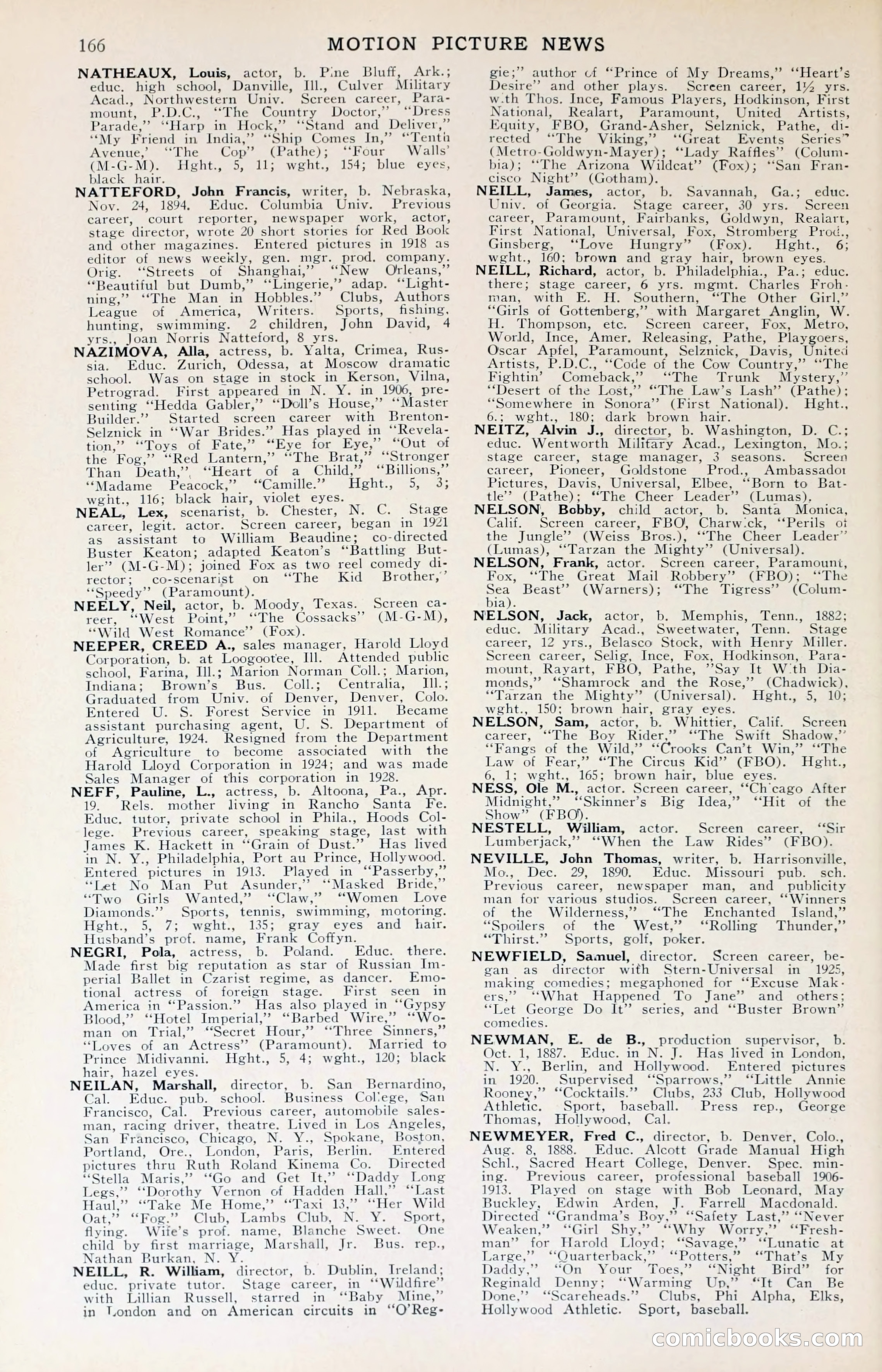 1929 Motion Picture News Blue Book — page 168 of 326