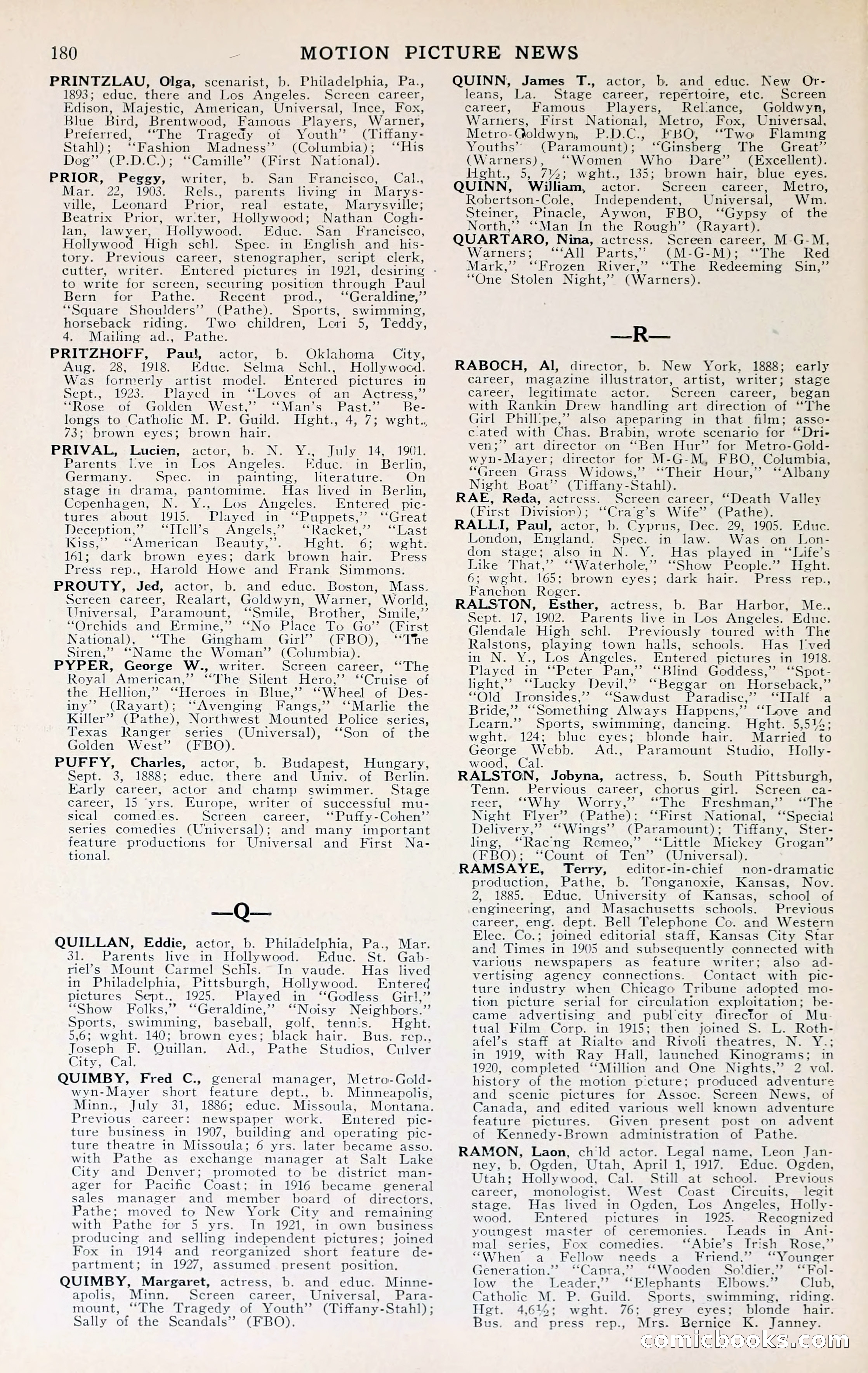 1929 Motion Picture News Blue Book — page 182 of 326