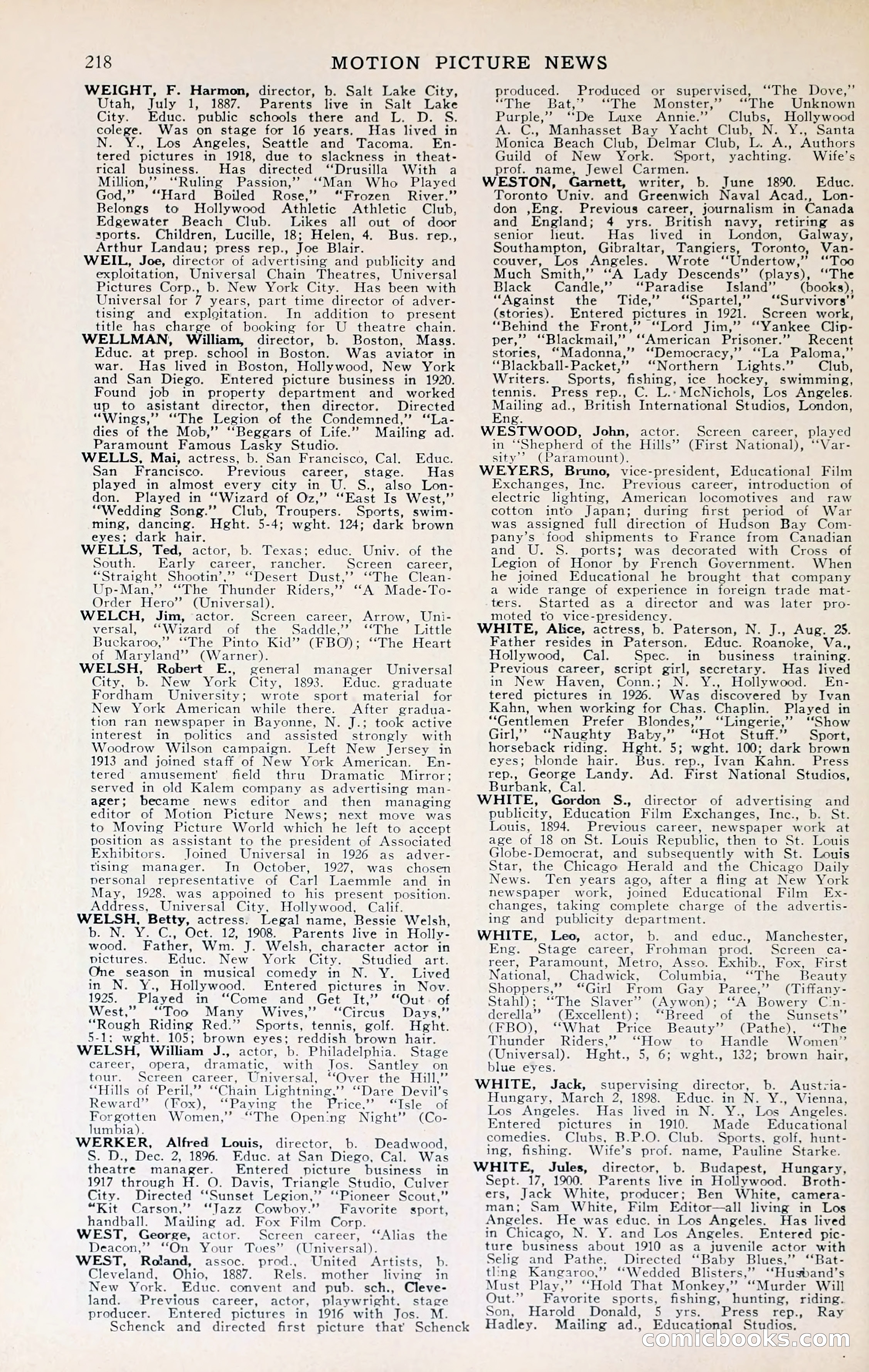 1929 Motion Picture News Blue Book — page 220 of 326