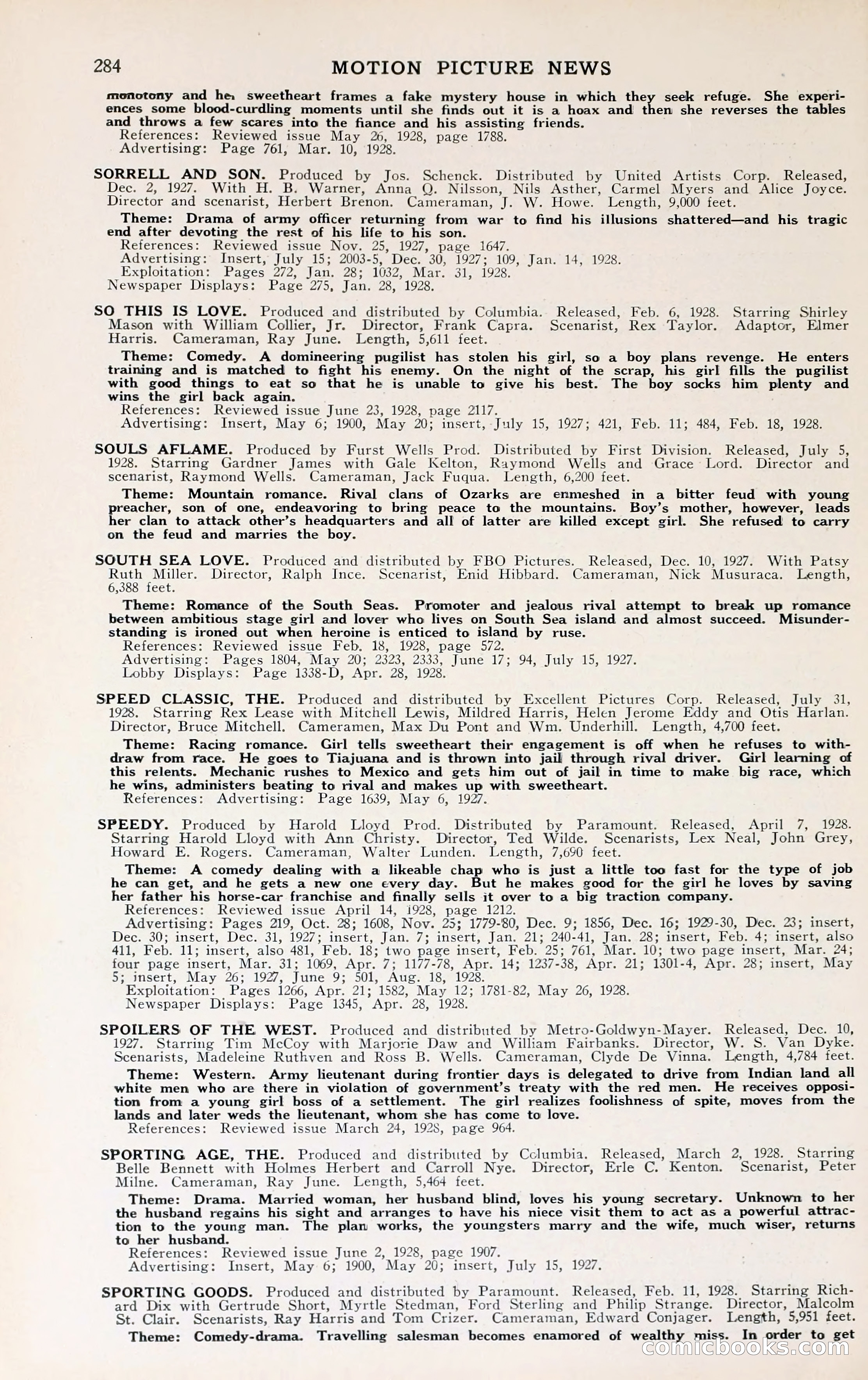 1929 Motion Picture News Blue Book — page 290 of 326