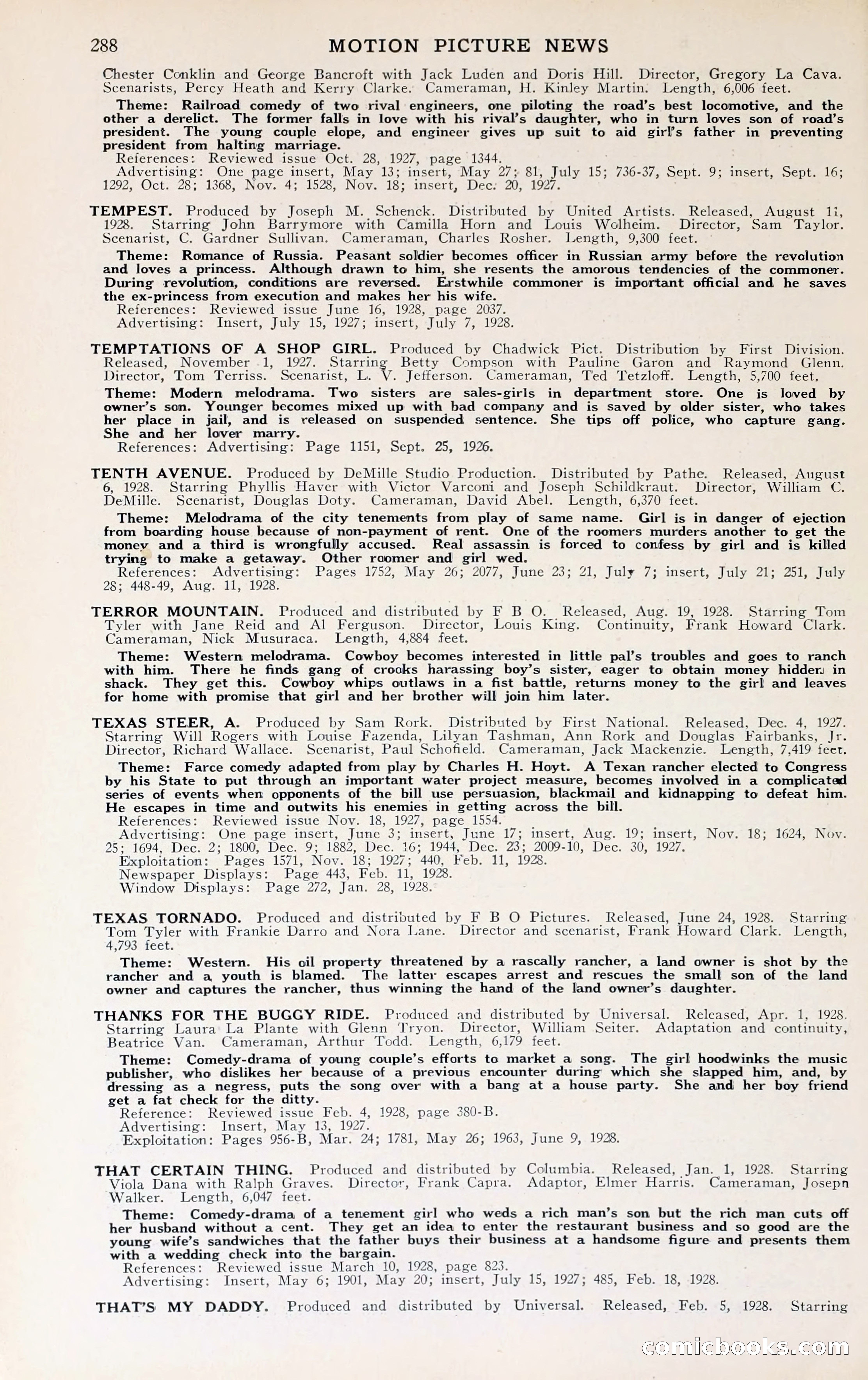 1929 Motion Picture News Blue Book — page 294 of 326