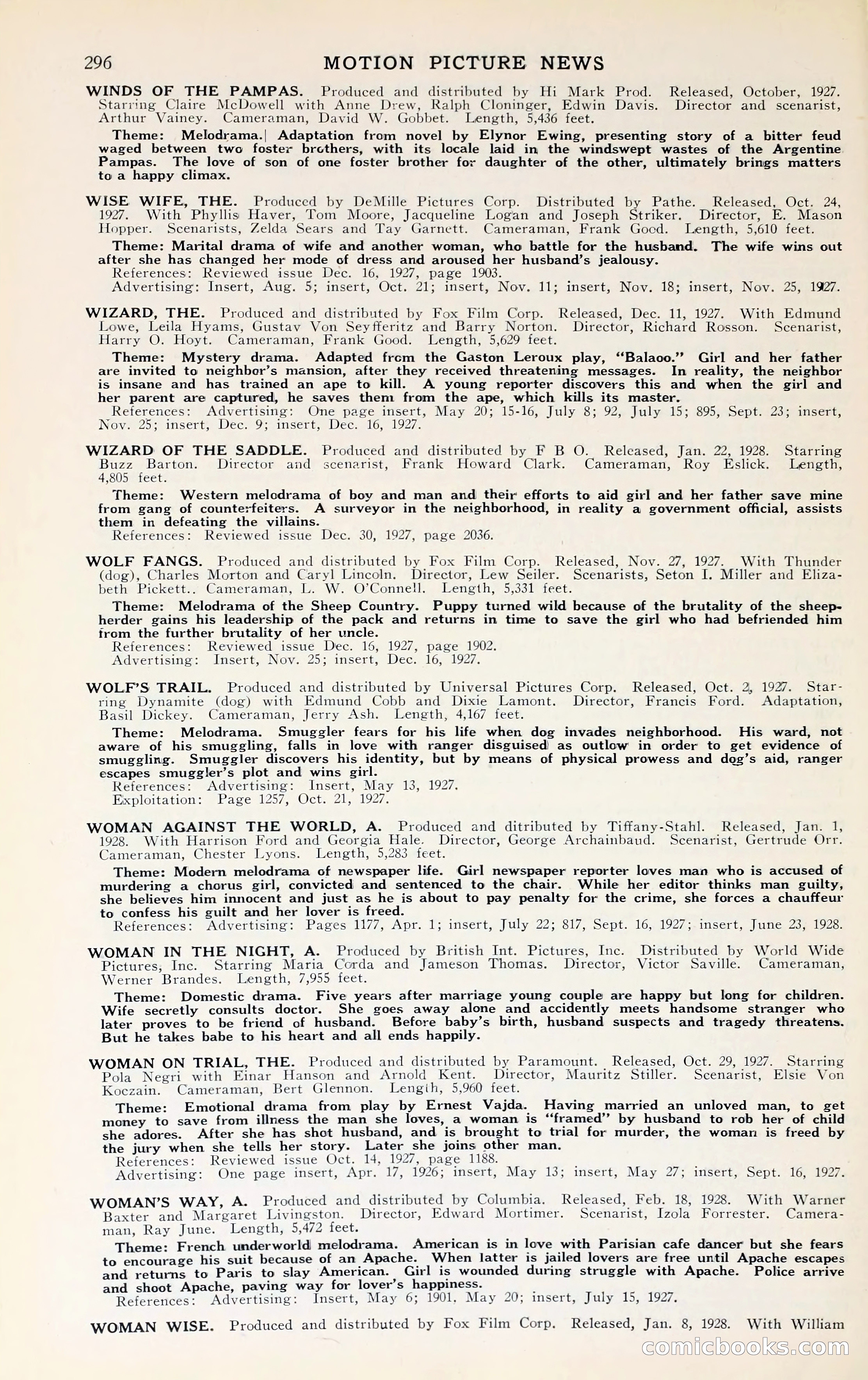 1929 Motion Picture News Blue Book — page 302 of 326
