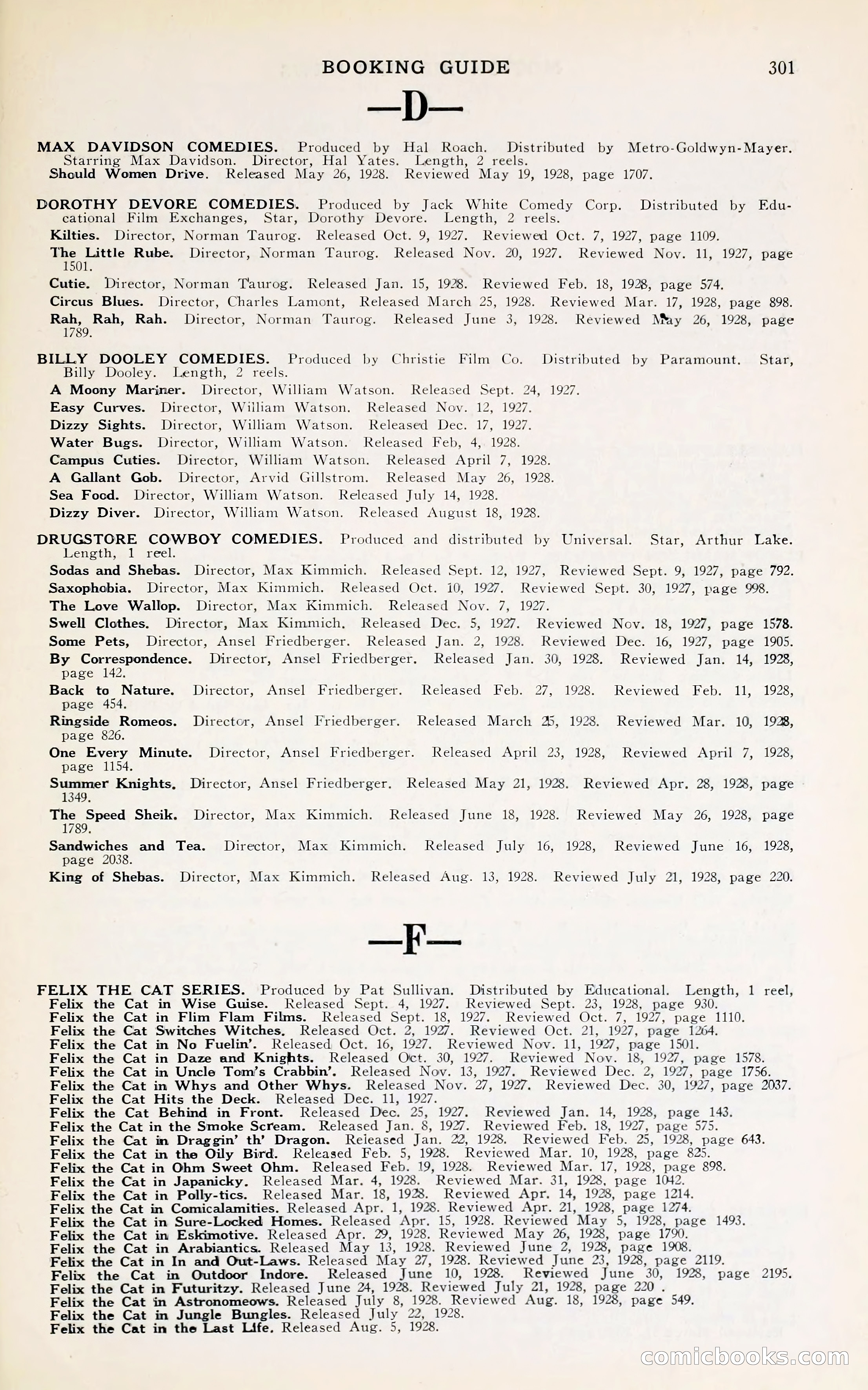 1929 Motion Picture News Blue Book — page 307 of 326