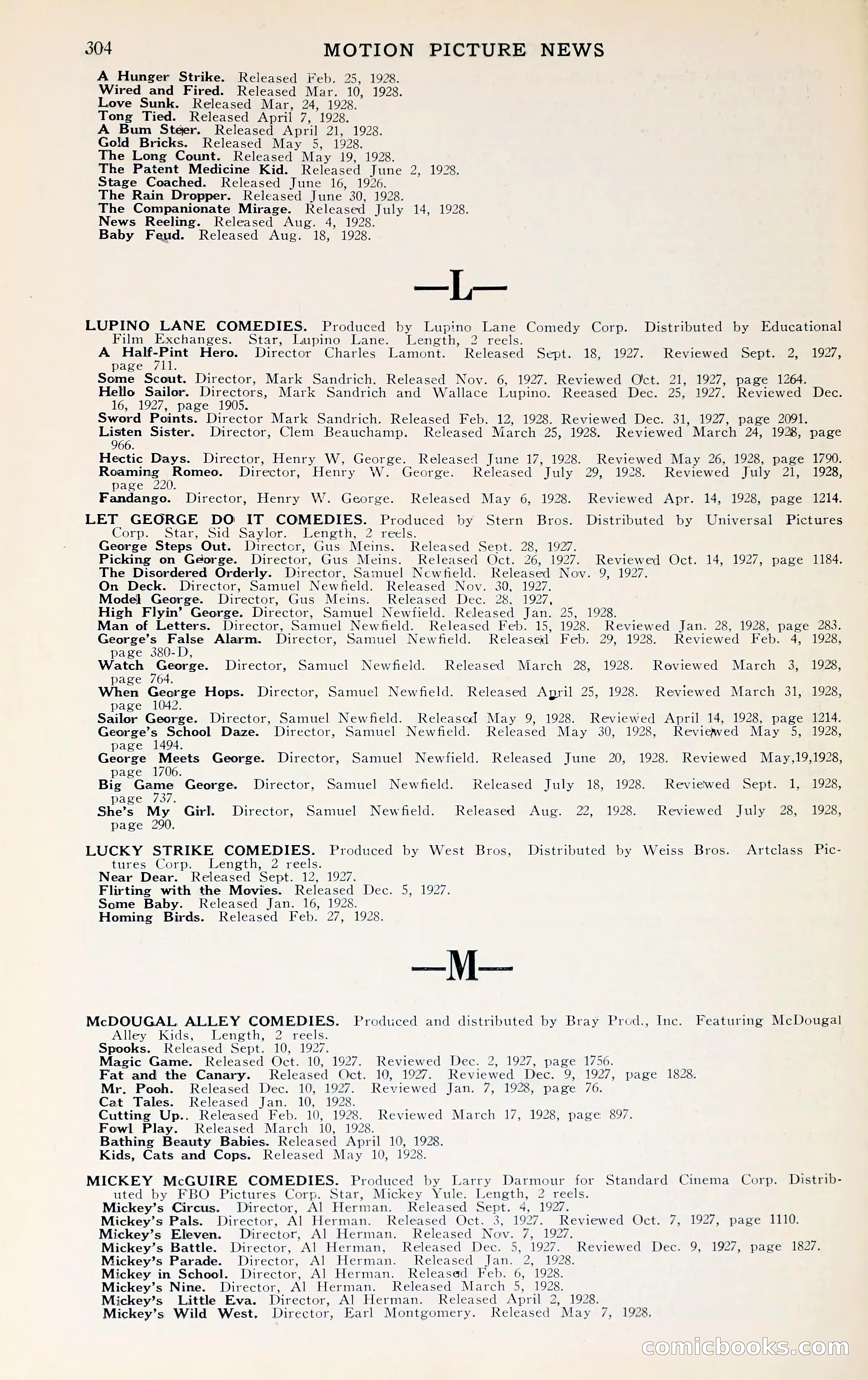 1929 Motion Picture News Blue Book — page 310 of 326