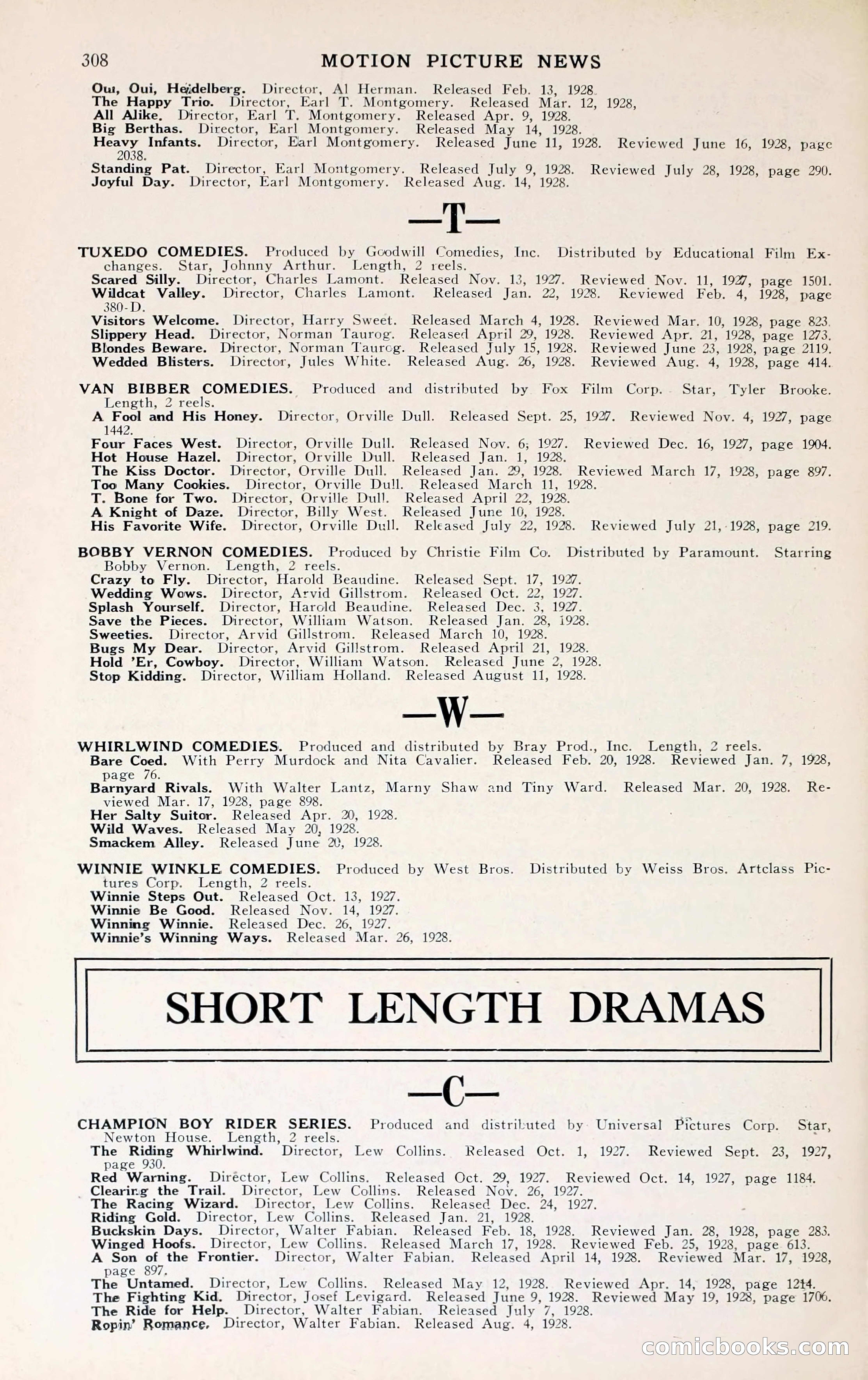 1929 Motion Picture News Blue Book — page 314 of 326