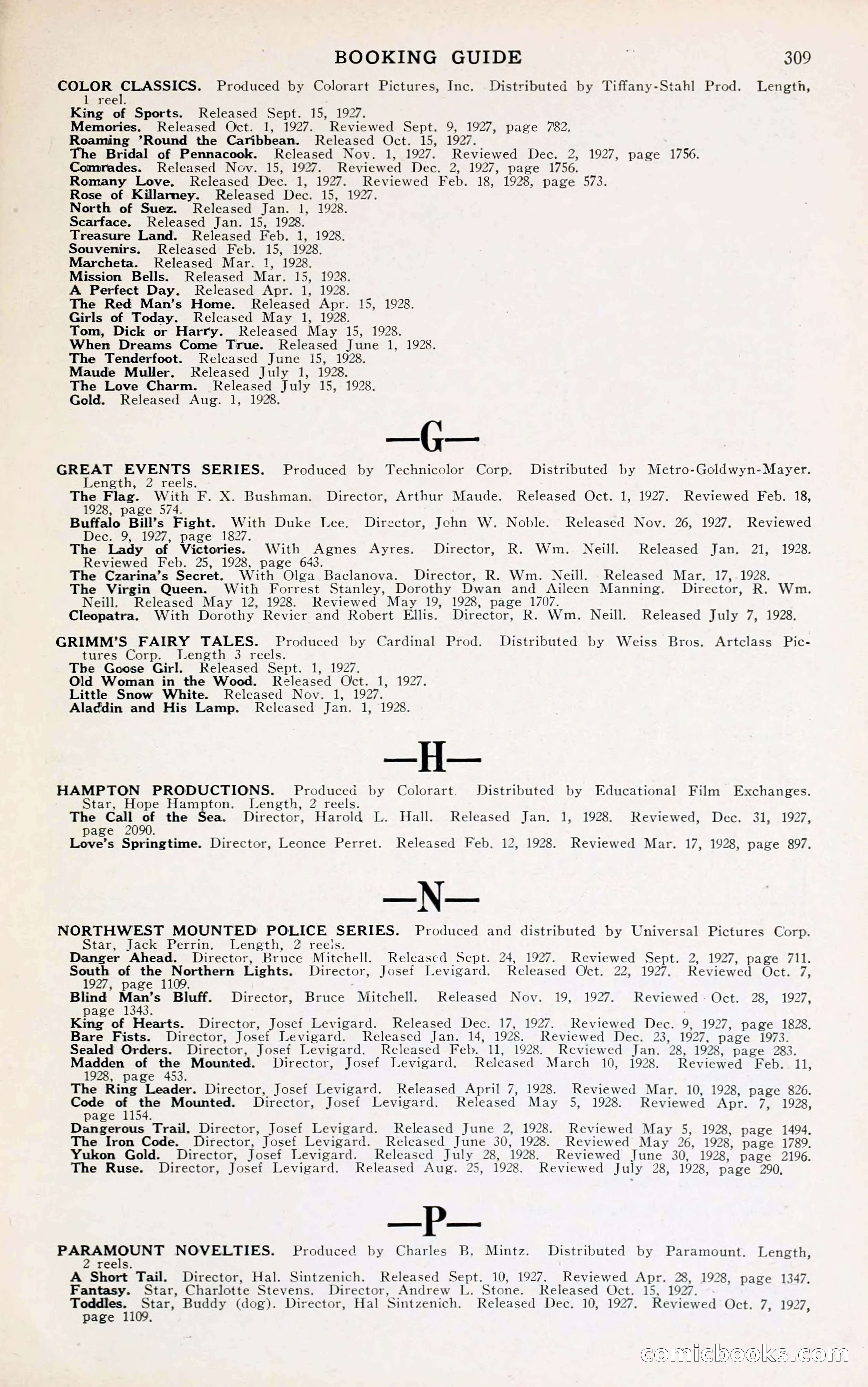 1929 Motion Picture News Blue Book — page 315 of 326