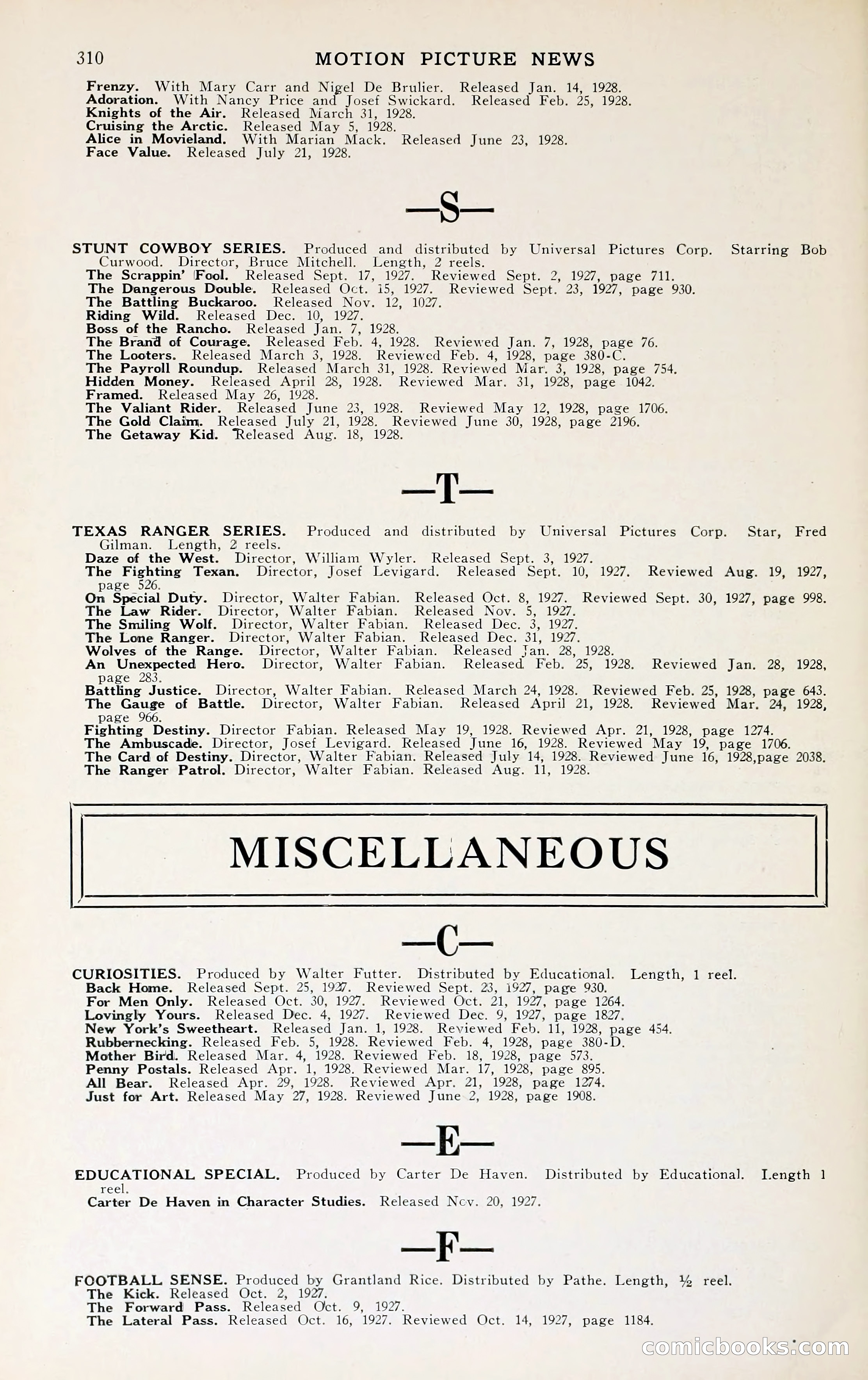 1929 Motion Picture News Blue Book — page 316 of 326