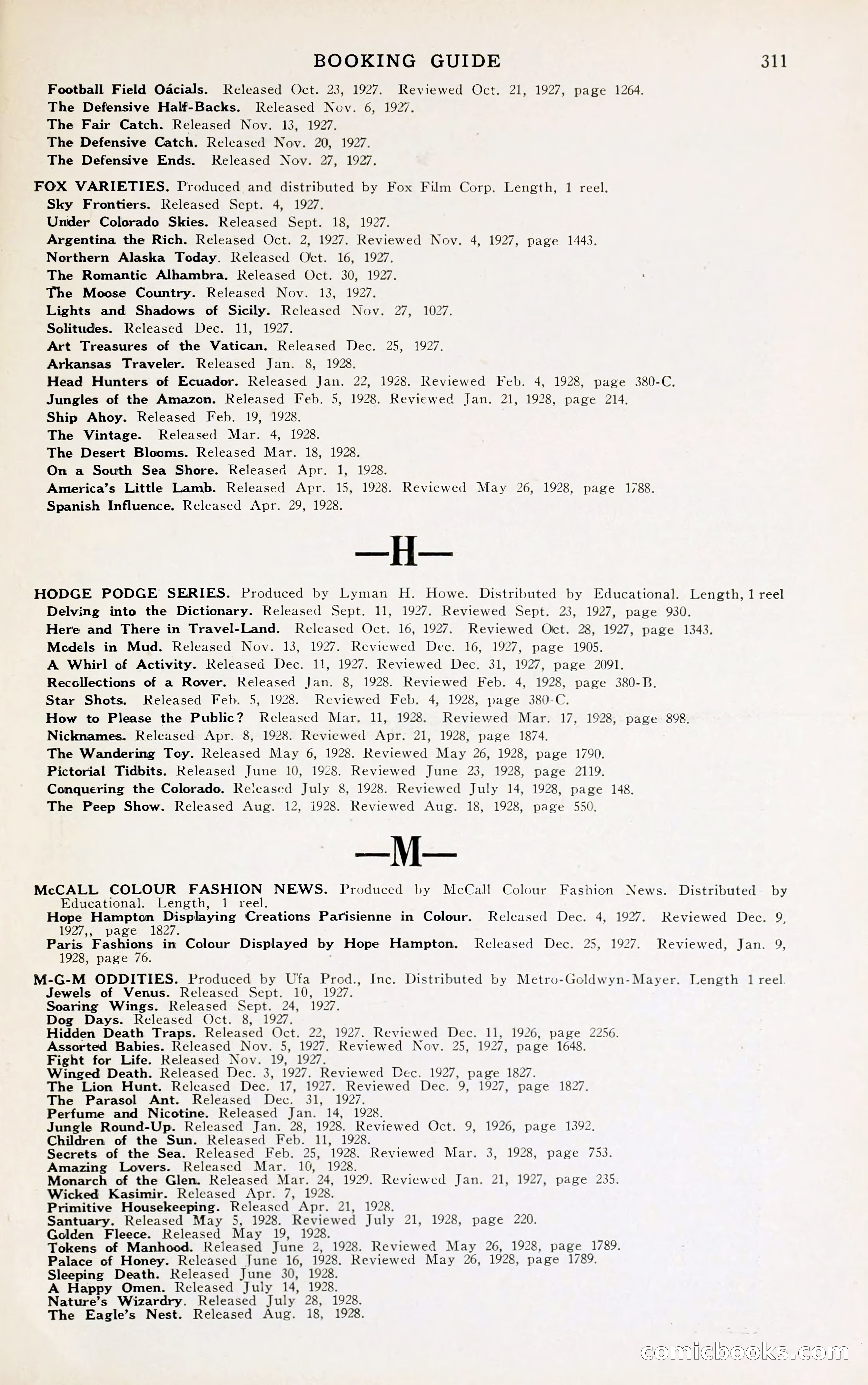 1929 Motion Picture News Blue Book — page 317 of 326