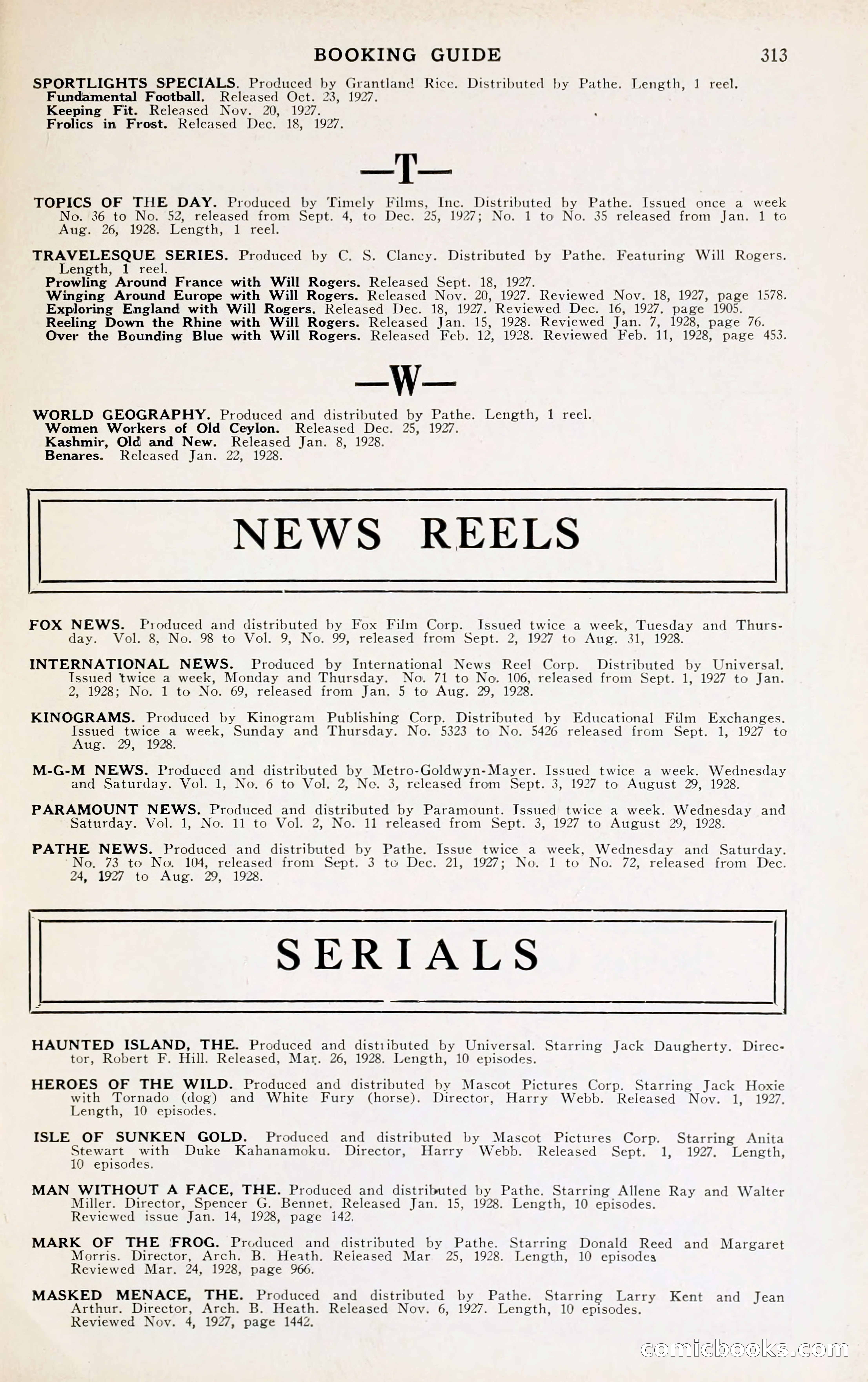 1929 Motion Picture News Blue Book — page 319 of 326