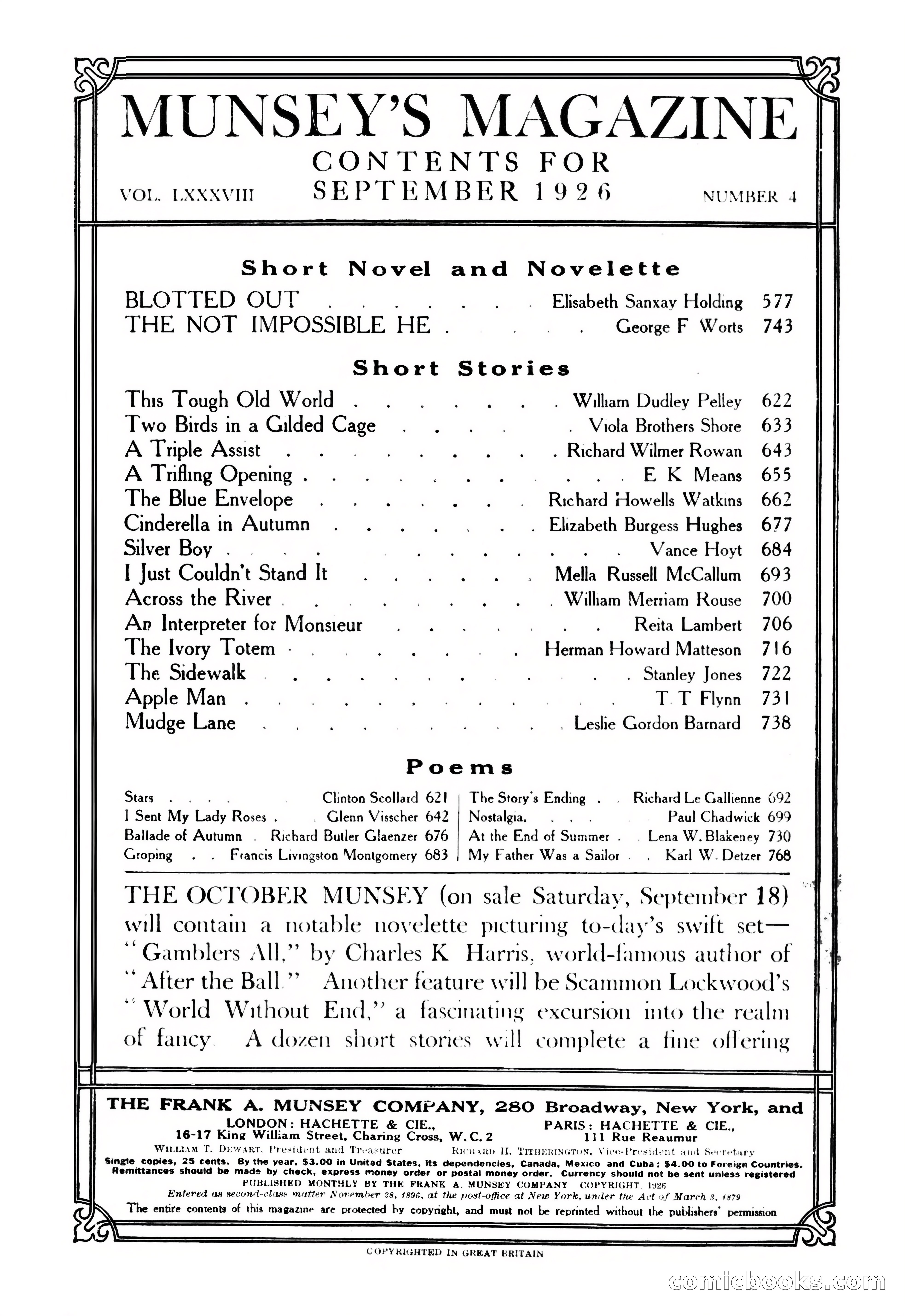 Munsey's Magazine, September 1926 — page 4 of 212