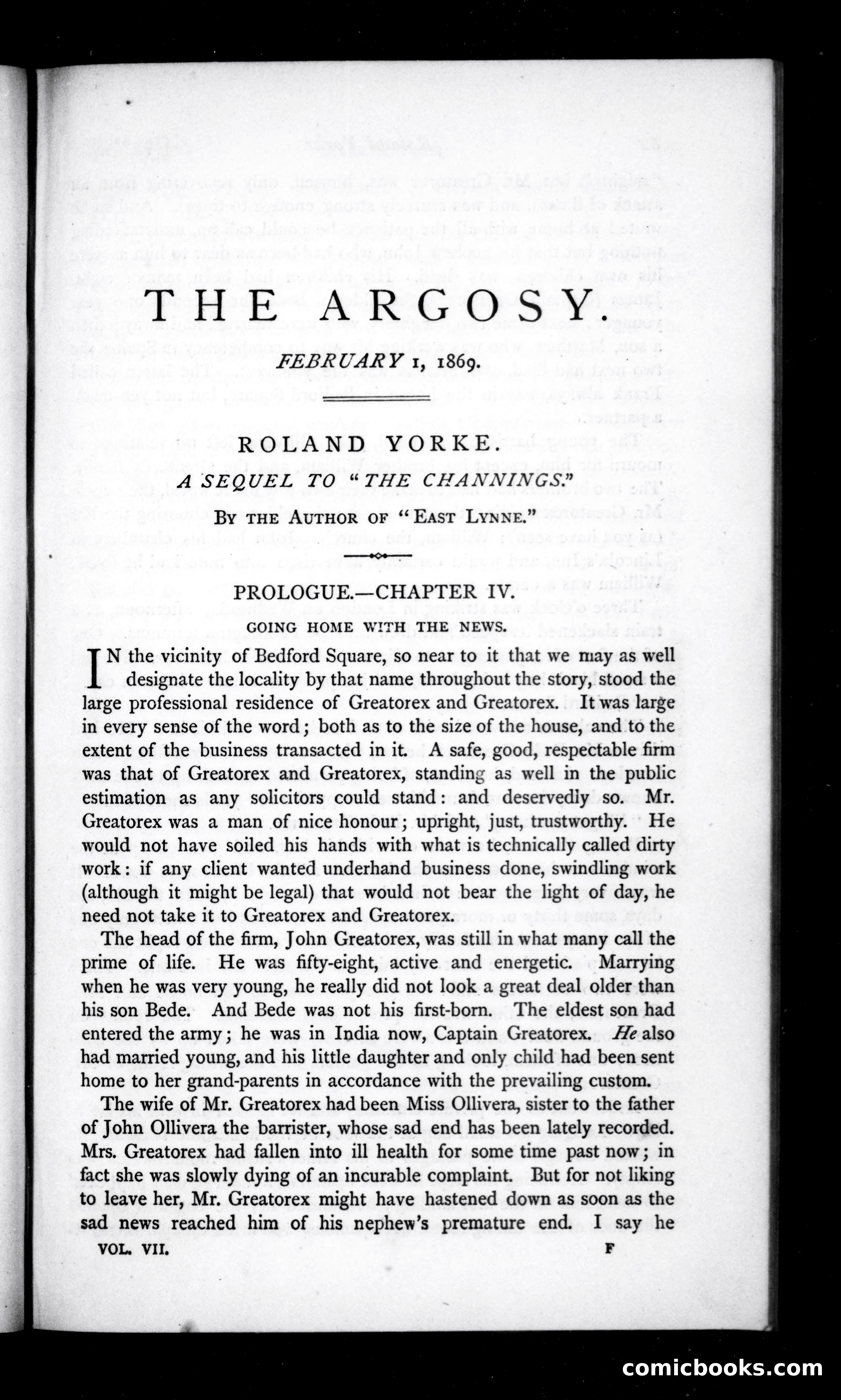 The Argosy, Vol. VII — page 1 of 82
