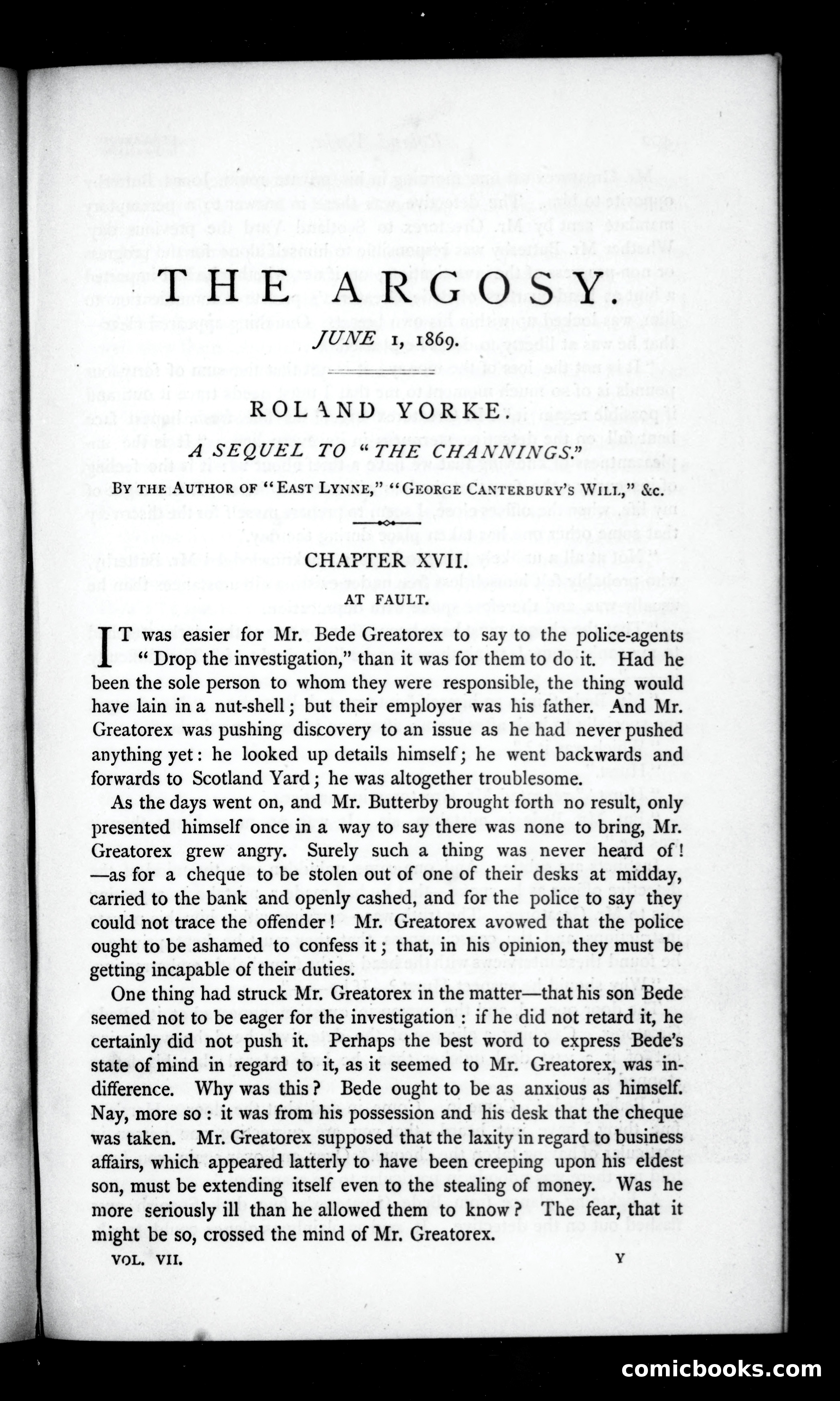 The Argosy, Vol. VII — page 1 of 79