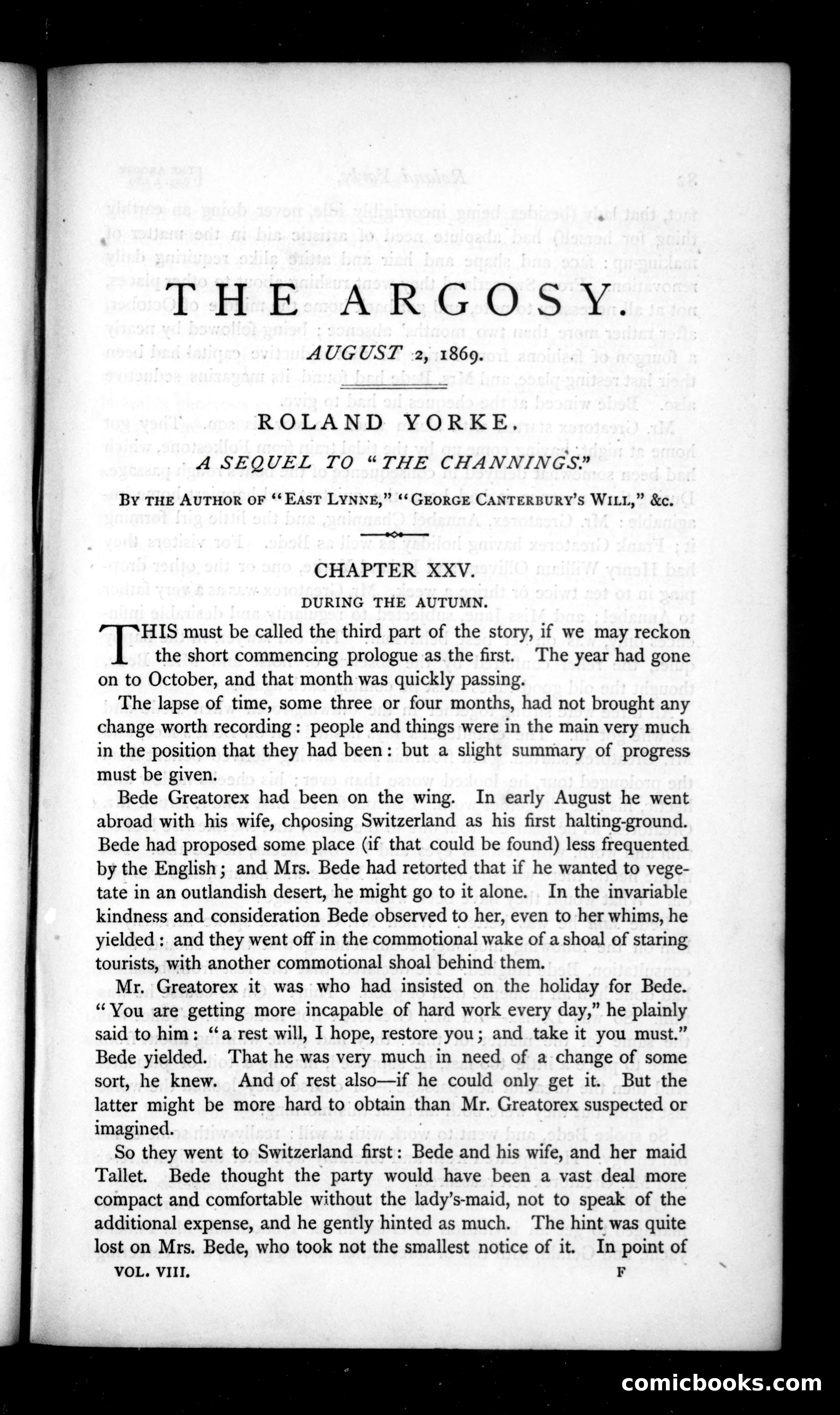 The Argosy, Vol. VIII — page 1 of 82