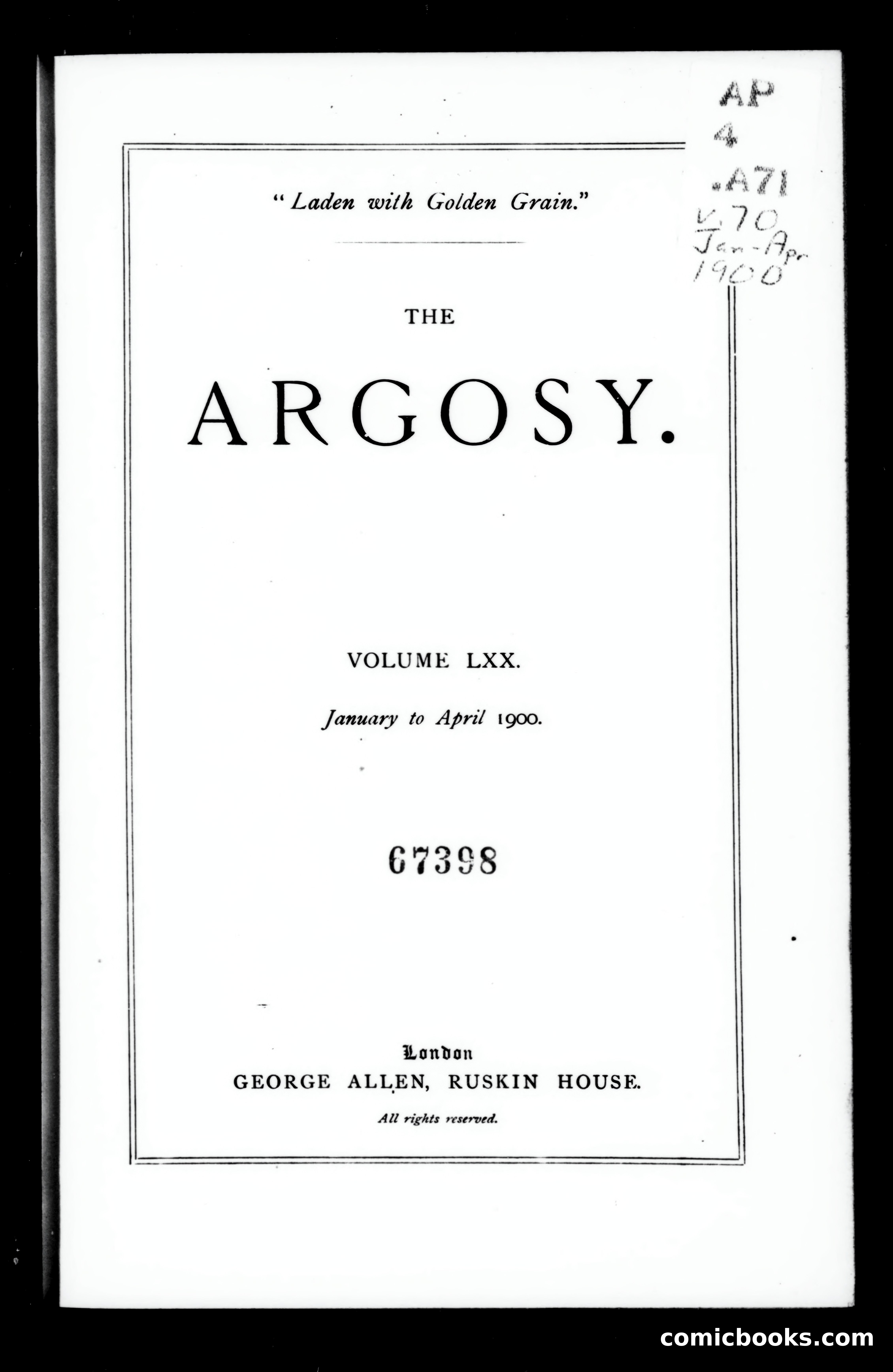 The Argosy, Volume LXX — page 1 of 4