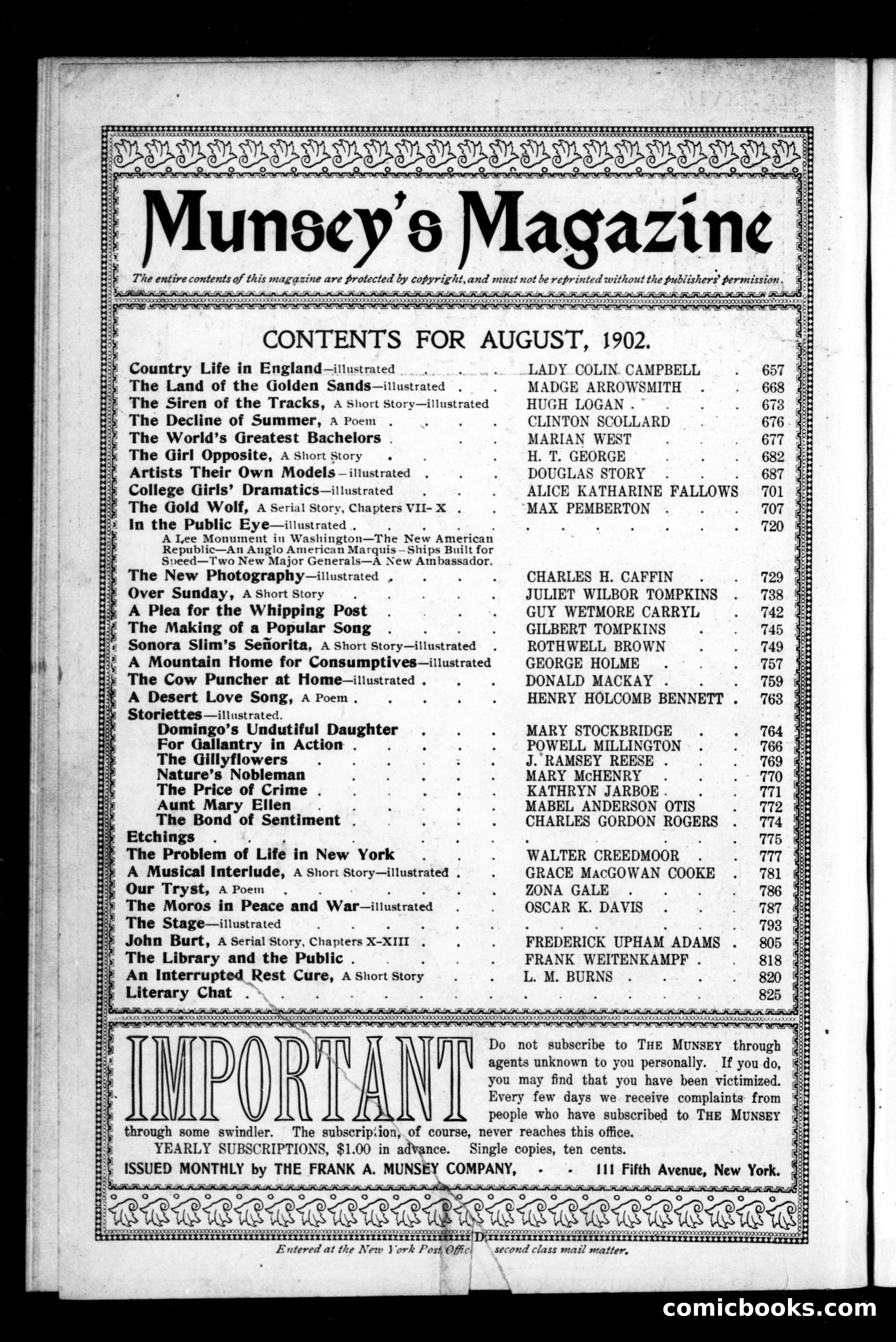 Munsey's Magazine, Vol. 27, No. 5 — page 2 of 178