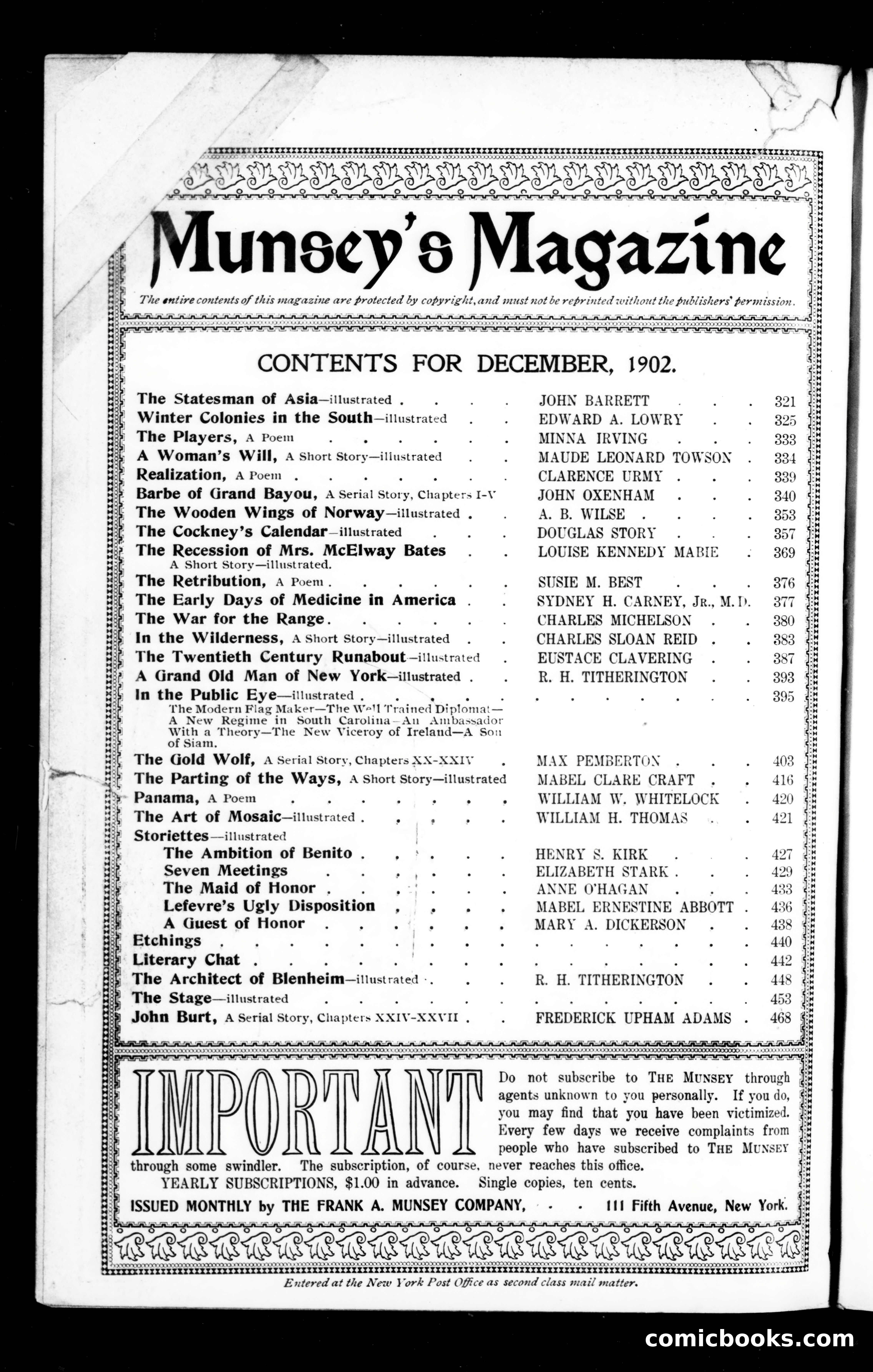 Munsey's Magazine, December 1902 — page 2 of 162