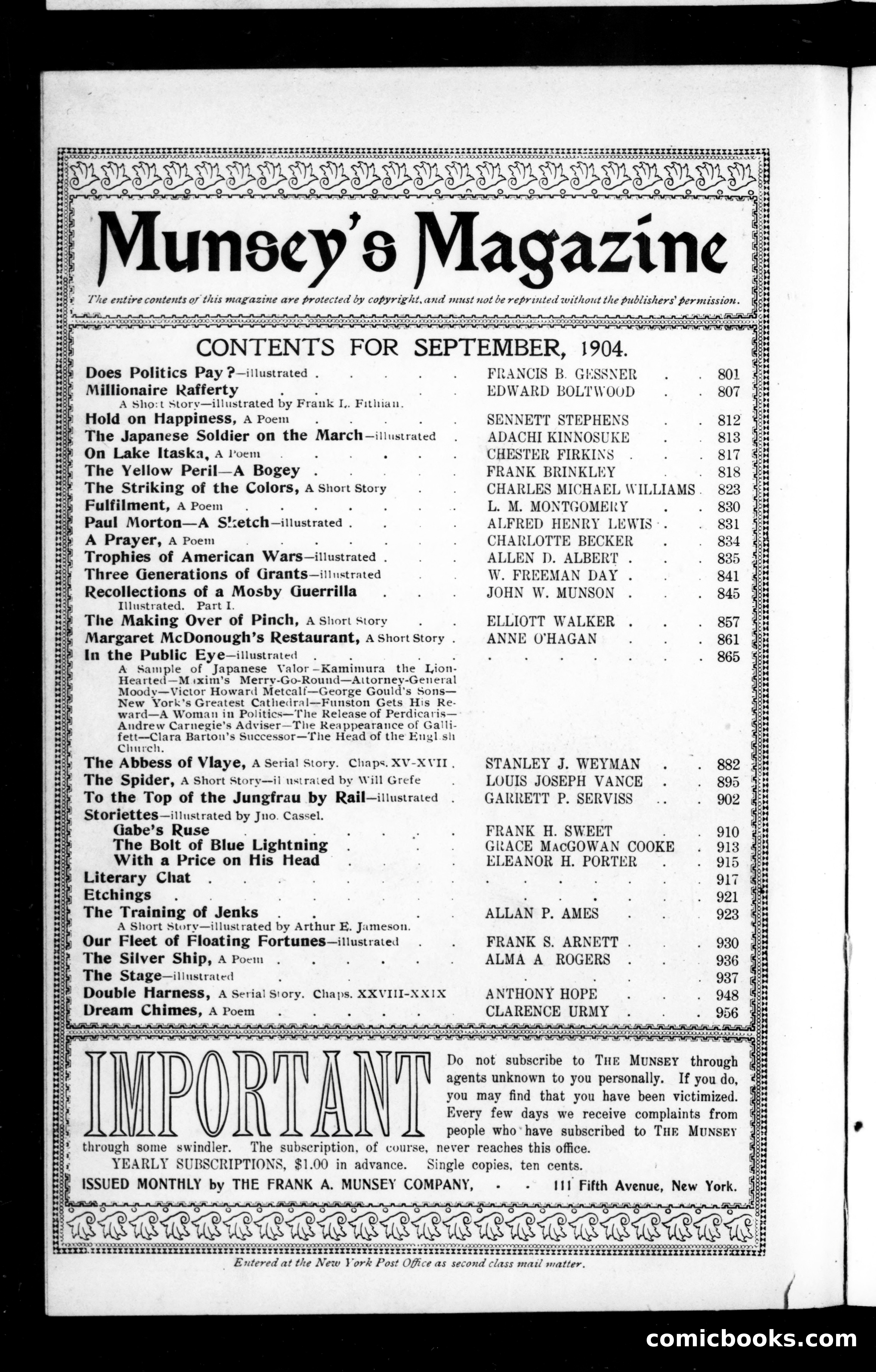 Munsey's Magazine, Vol. 31, No. 6 — page 2 of 163