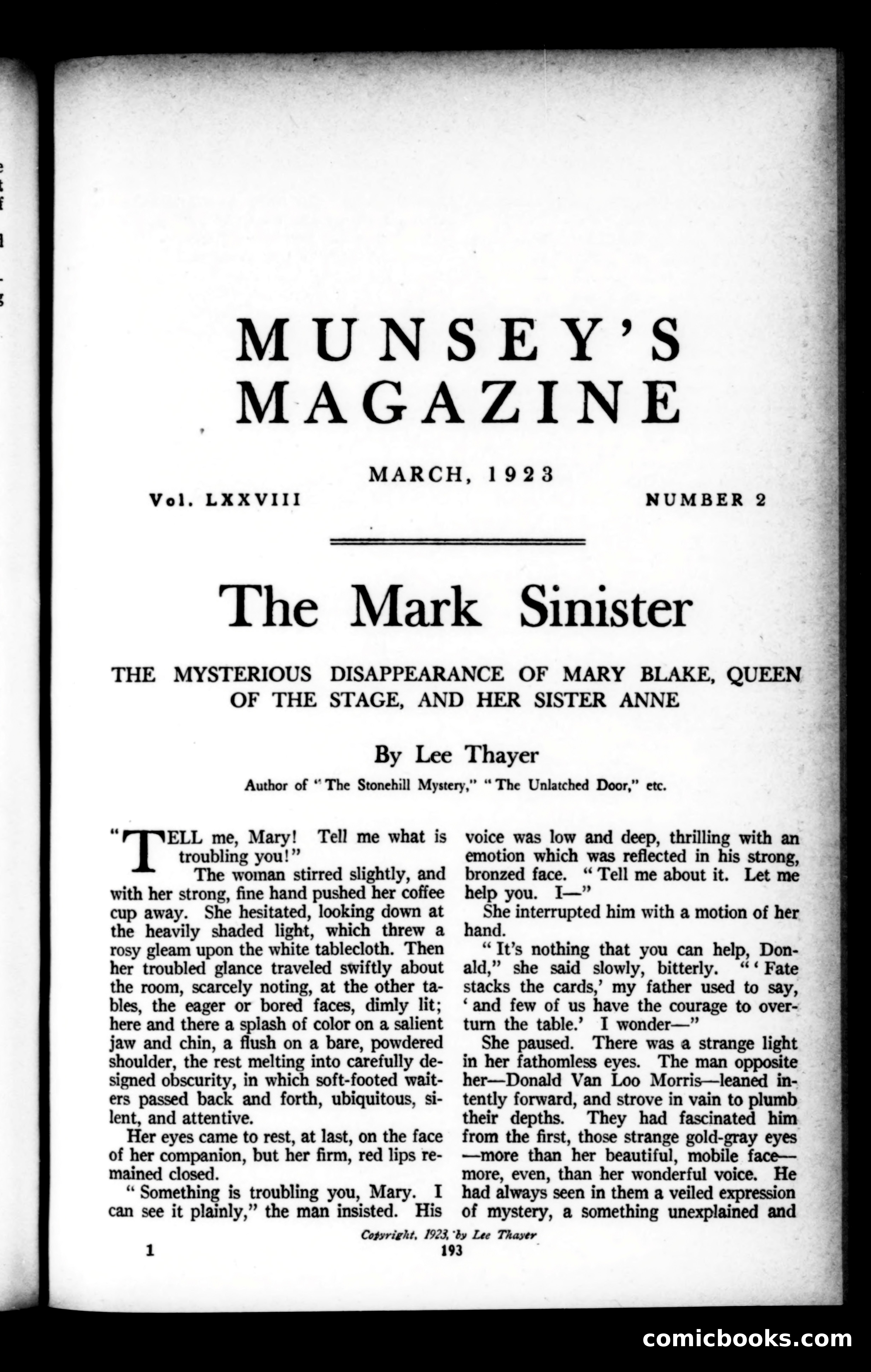 Munsey's Magazine, March 1923 — page 1 of 192