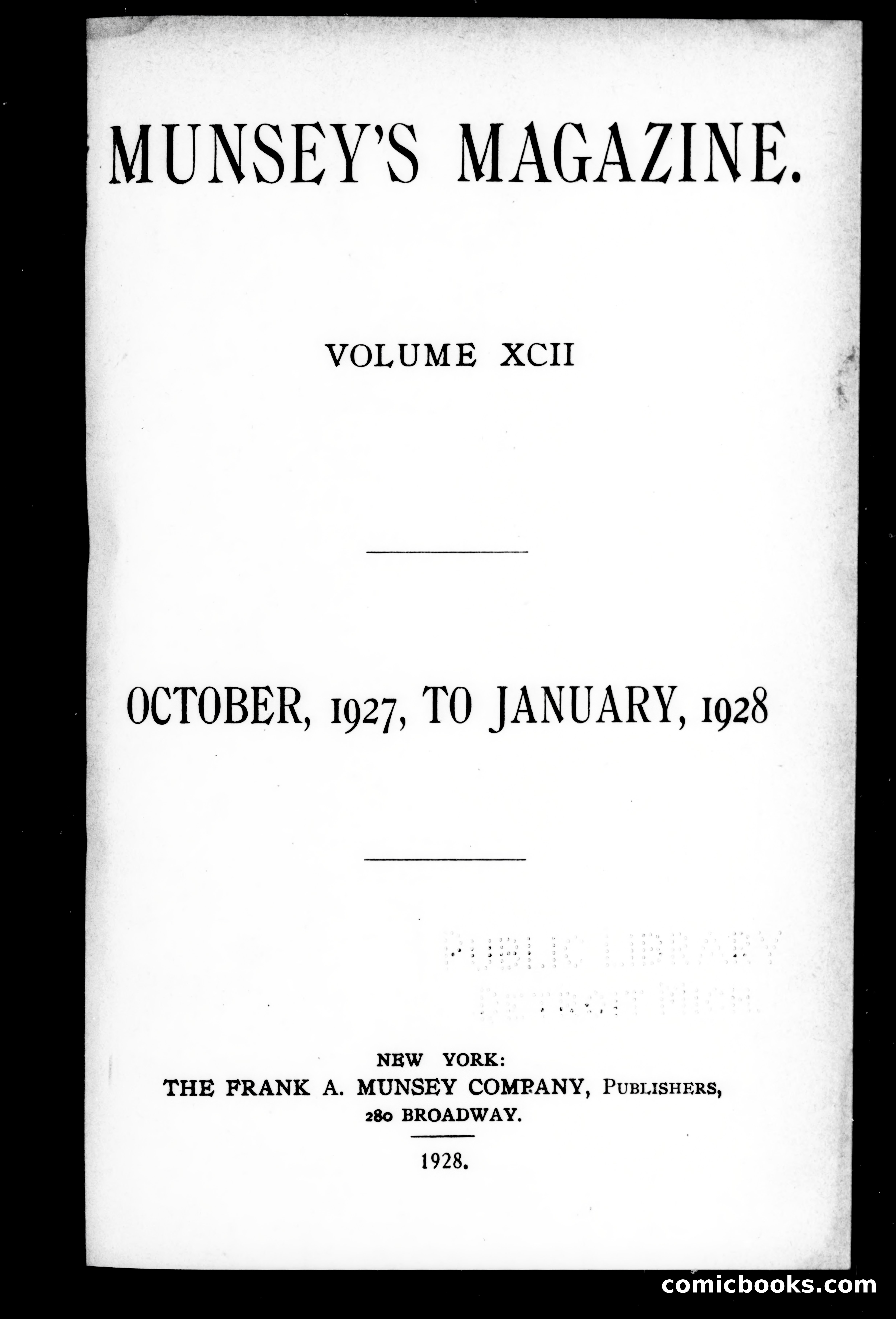 Munsey's Magazine, Volume XCII — page 1 of 5