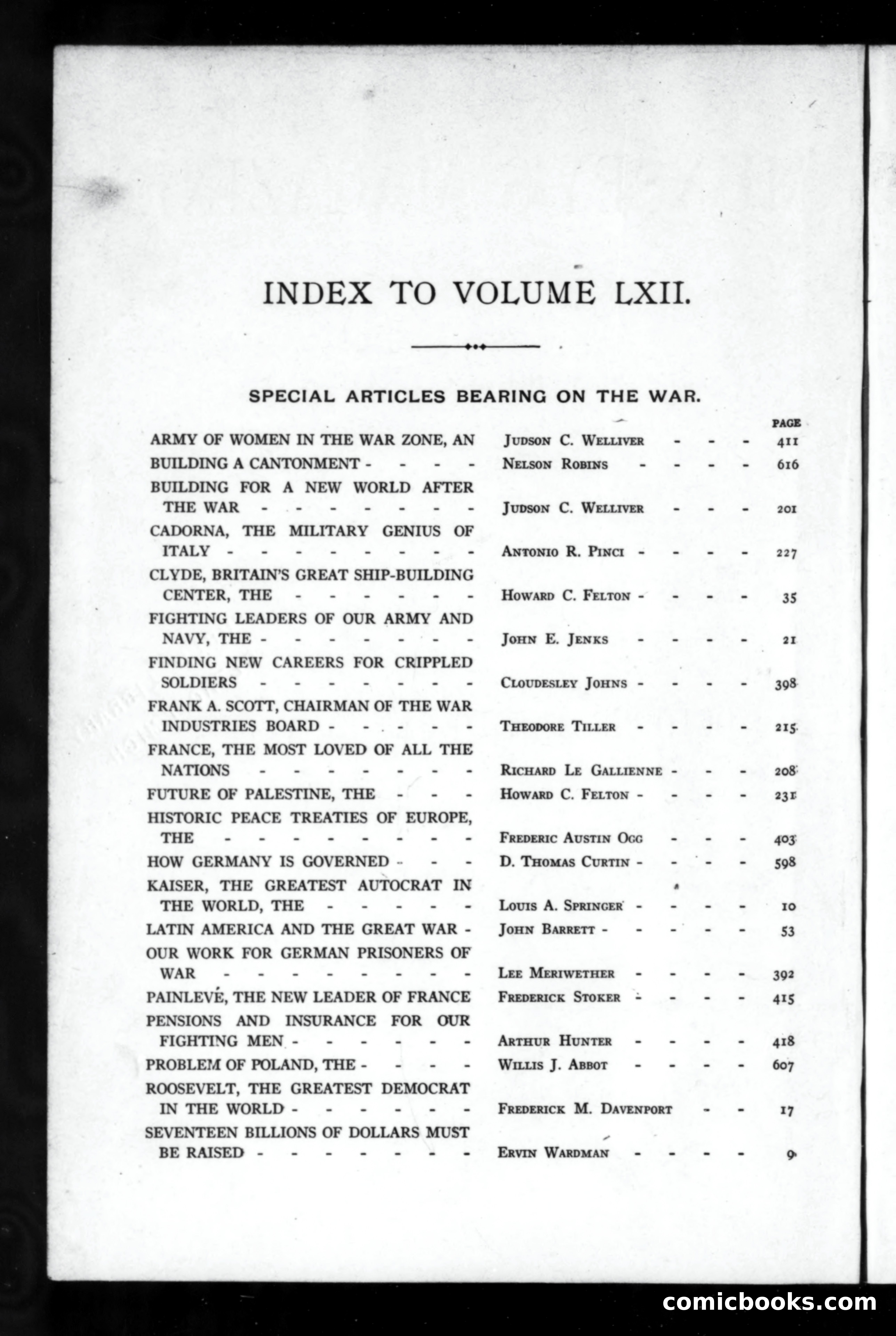 Munsey's Magazine, Volume 62 Index — page 2 of 5