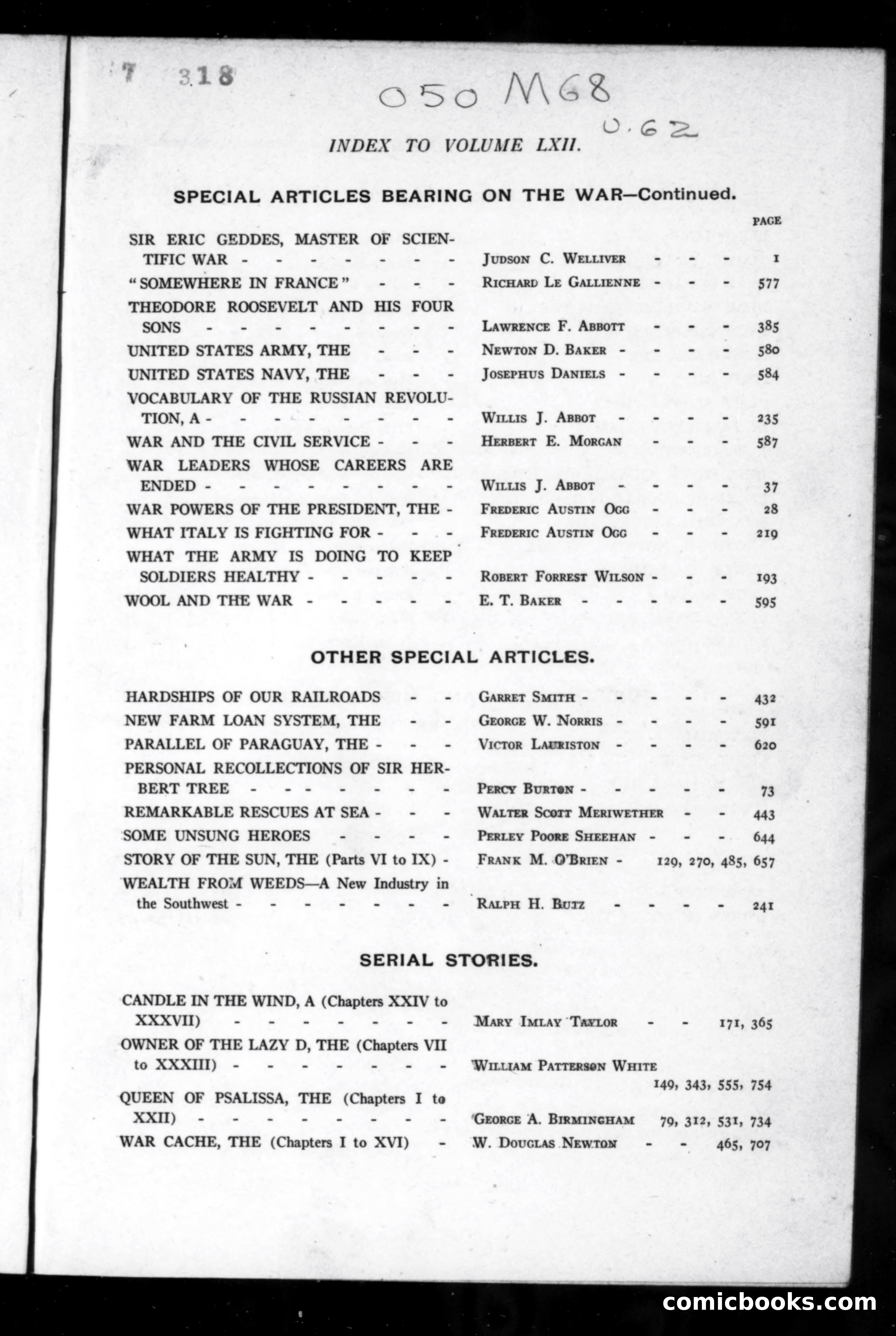 Munsey's Magazine, Volume 62 Index — page 3 of 5