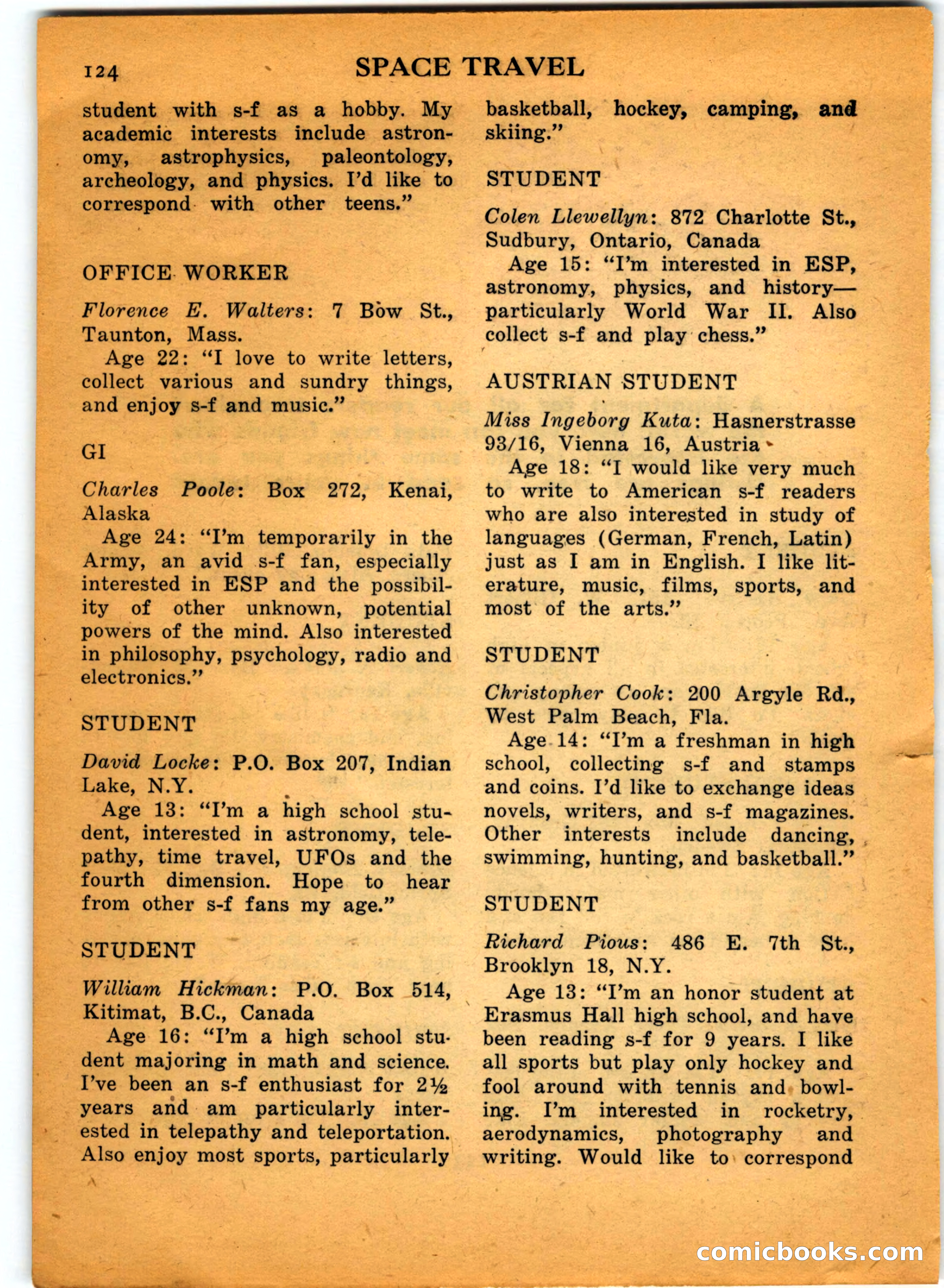 Space Travel, July 1958 — page 124 of 132