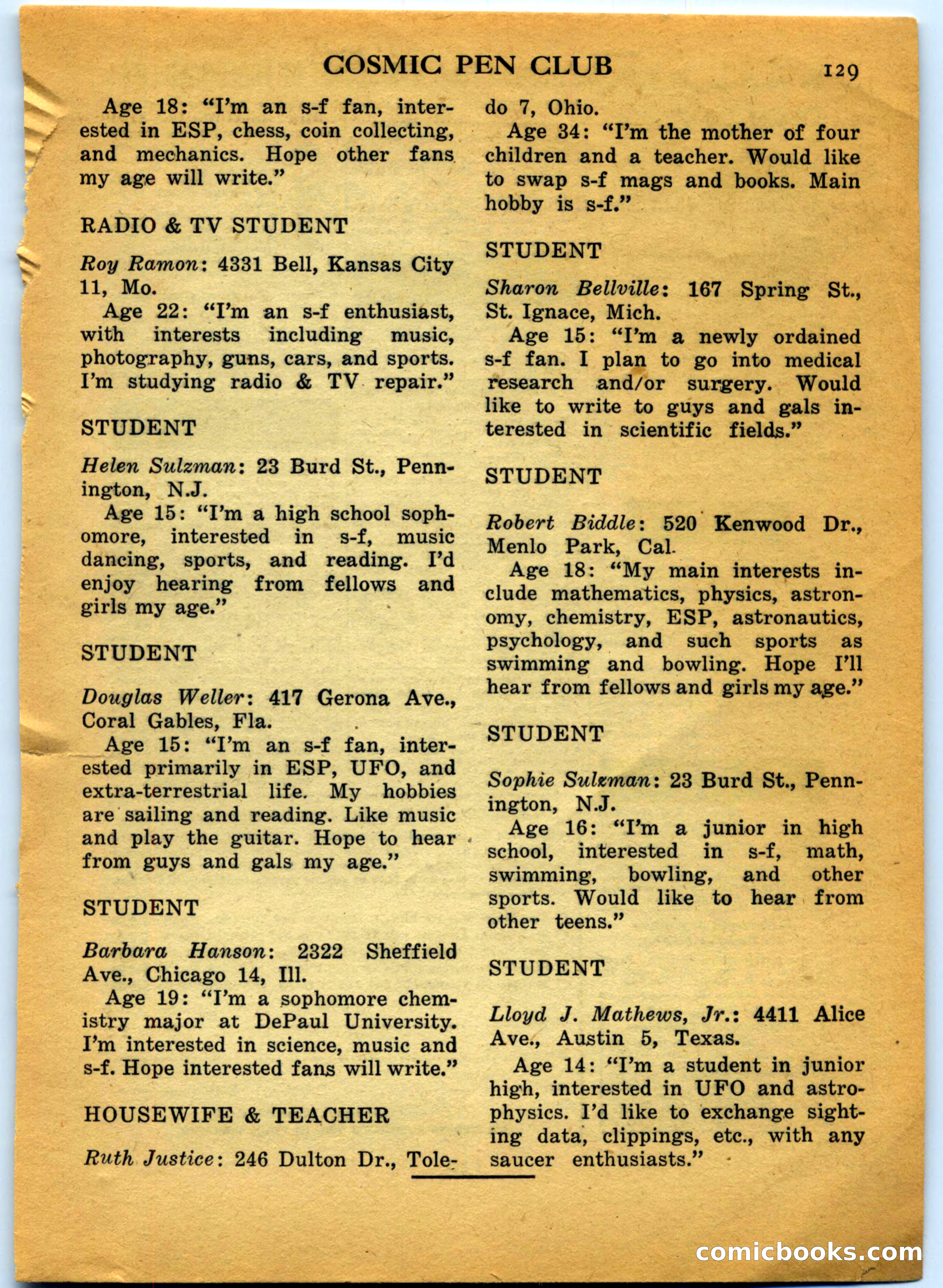 Space Travel, July 1958 — page 129 of 132