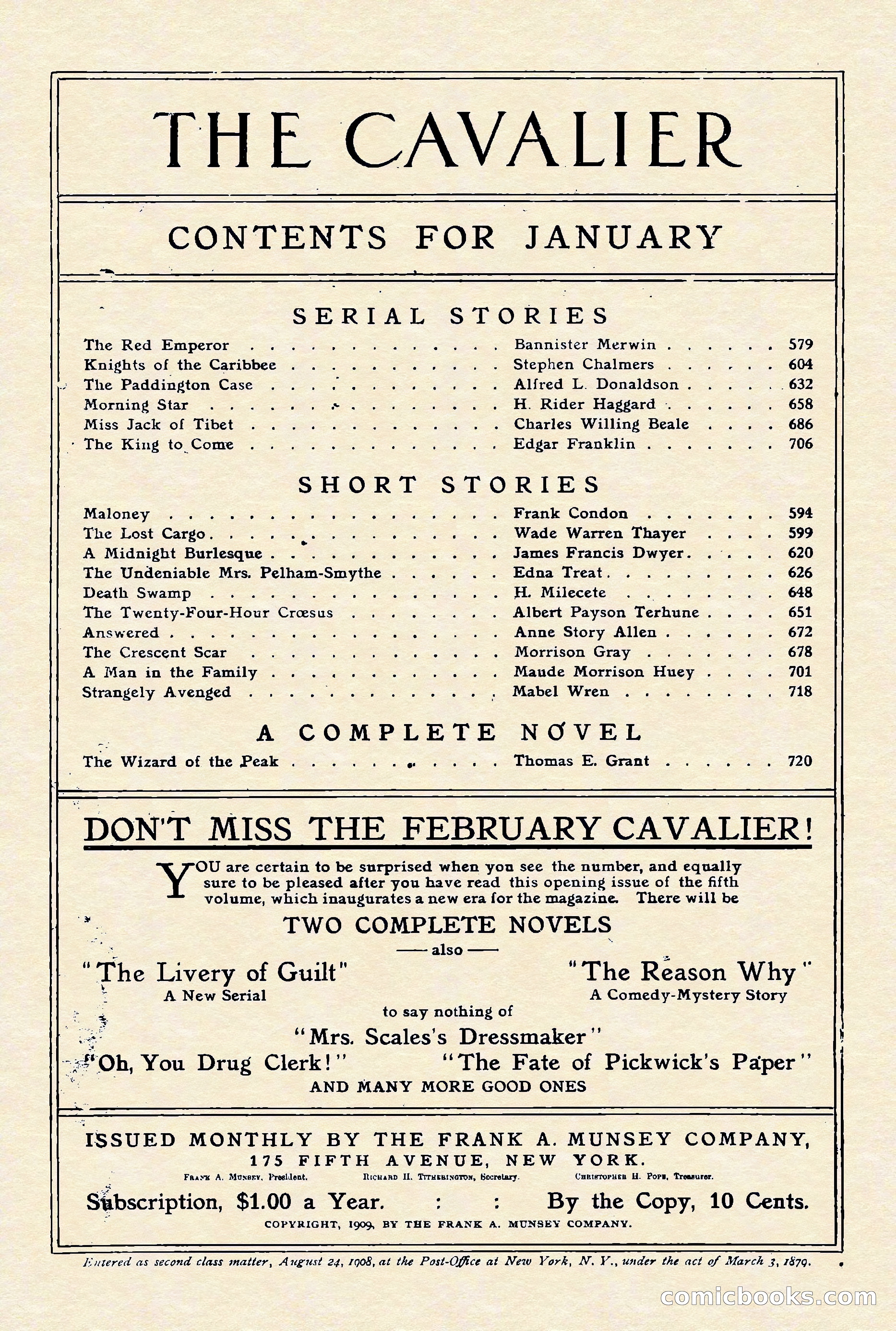 The Cavalier, January 1910 — page 1 of 204