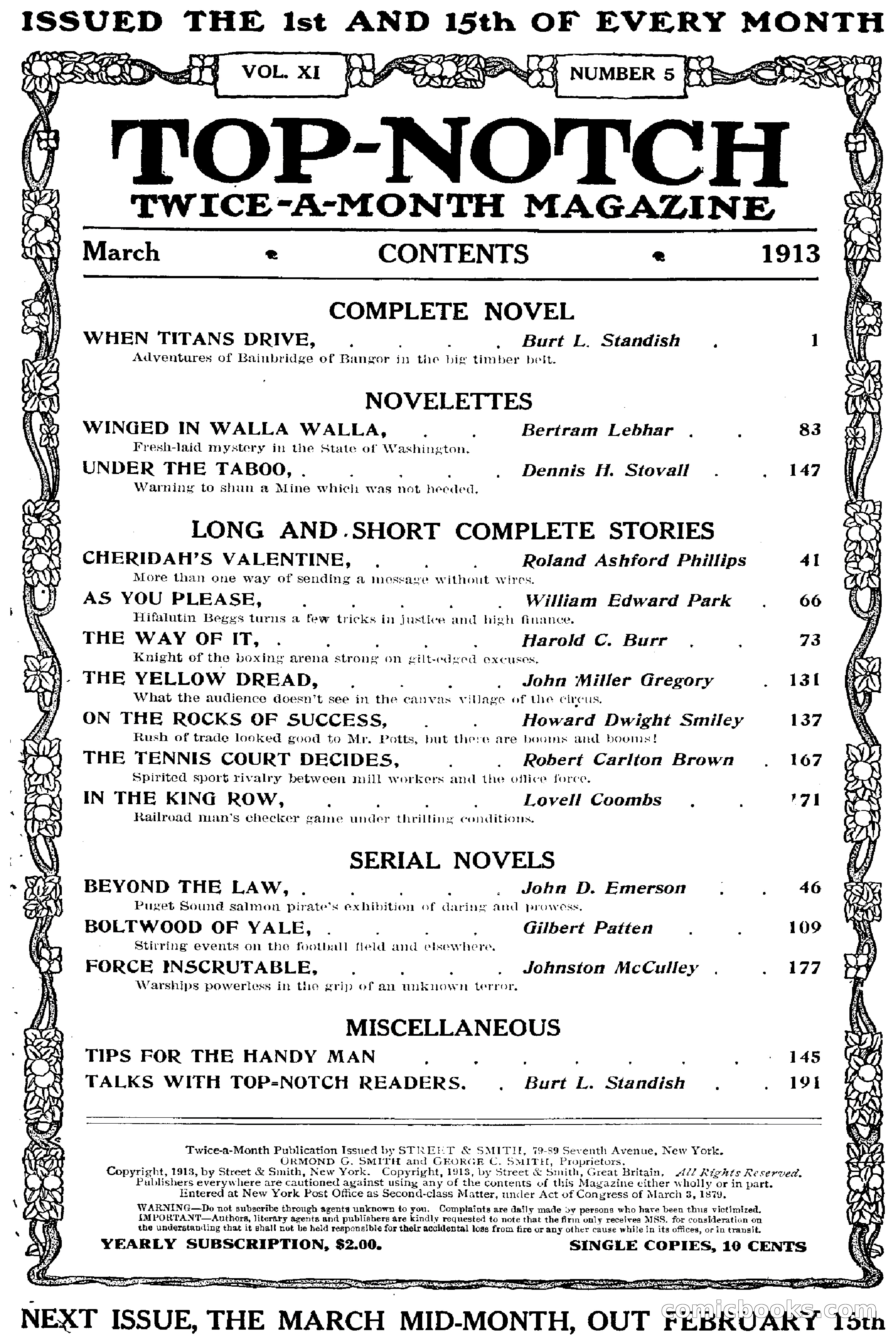 Top-Notch Magazine, March 1913 — page 3 of 204