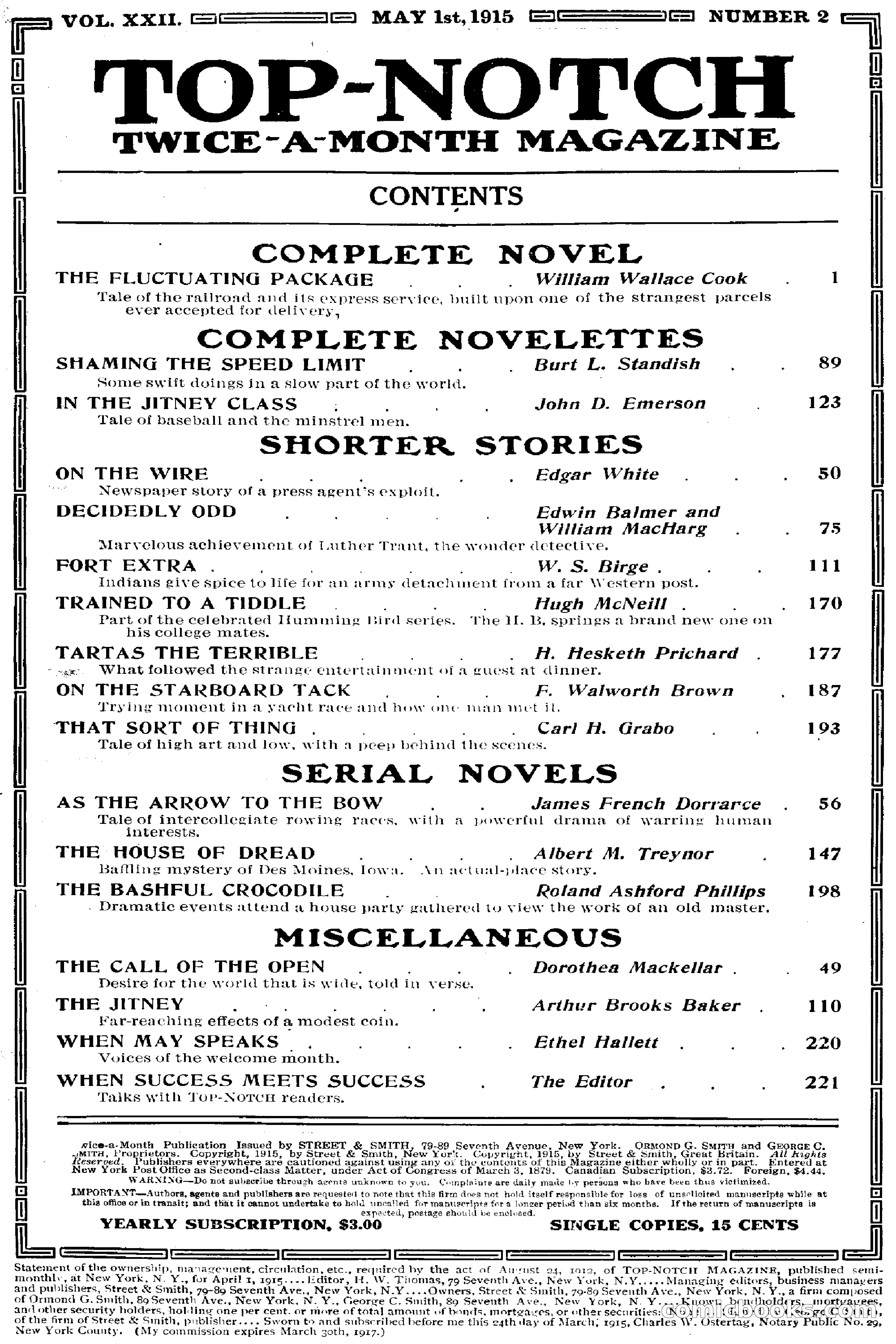 Top-Notch Magazine, May 1, 1915 — page 3 of 232