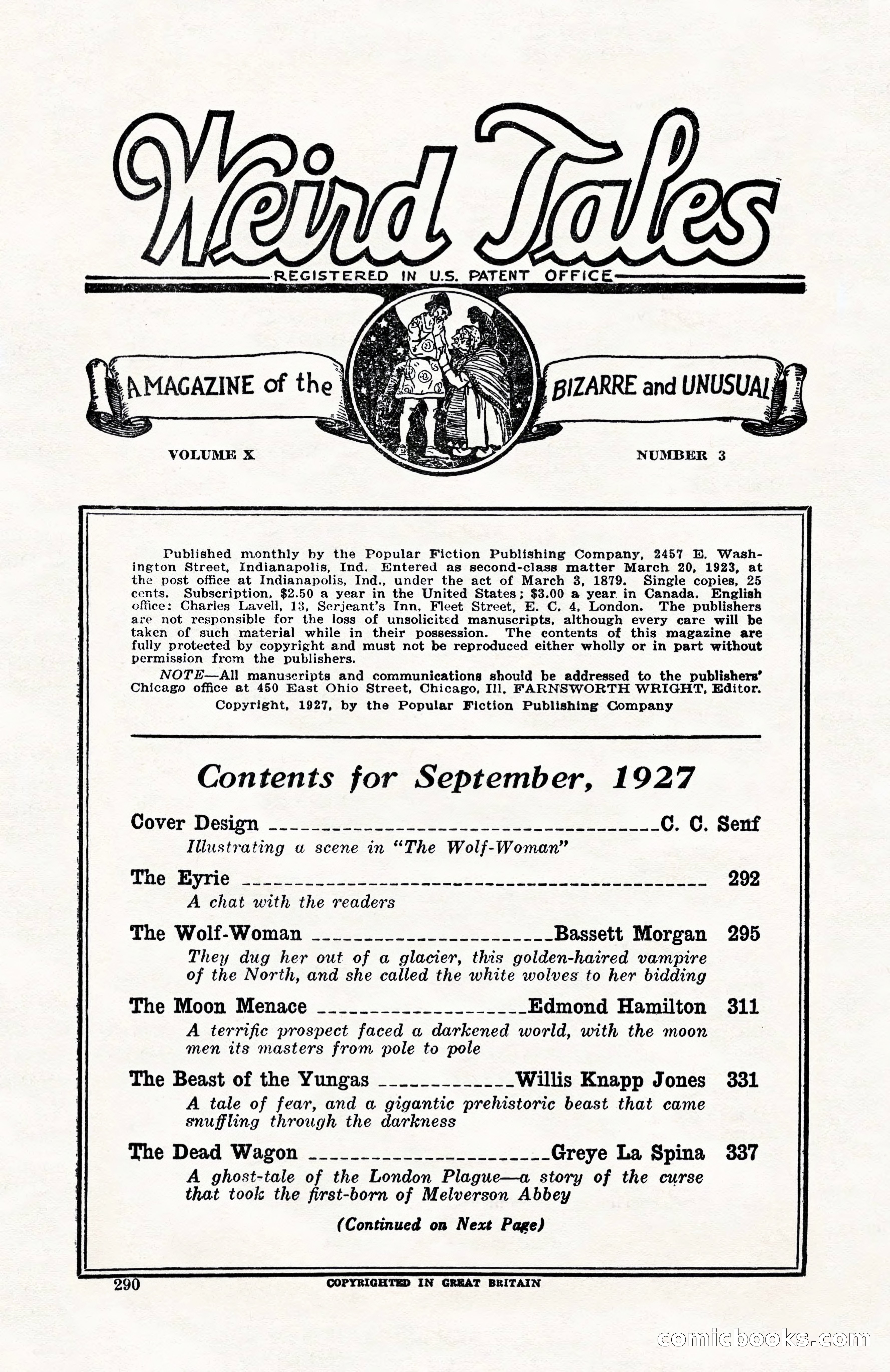 Weird Tales, Vol. 10, No. 3 — page 4 of 148