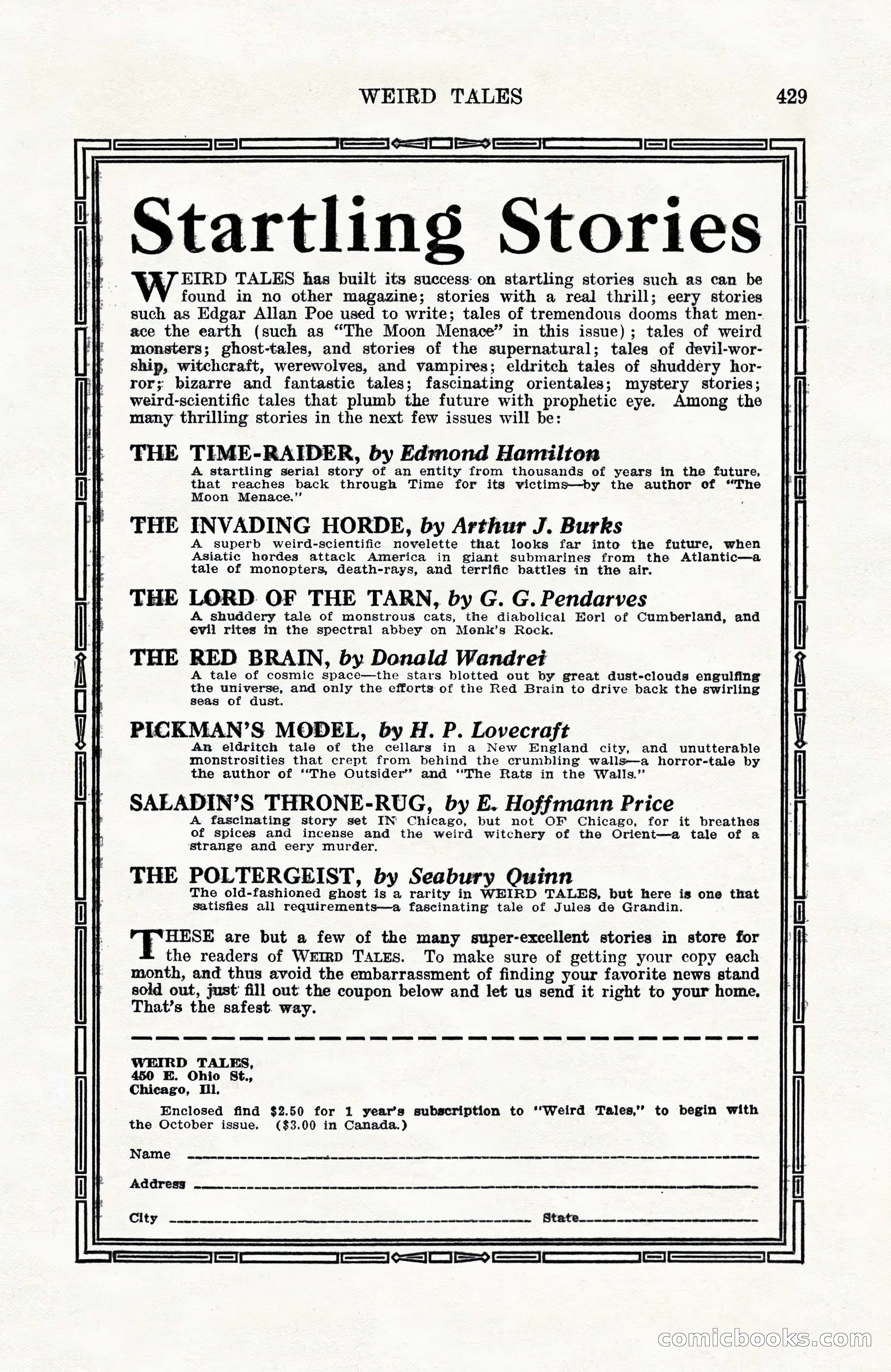 Weird Tales, Vol. 10, No. 3 — page 143 of 148