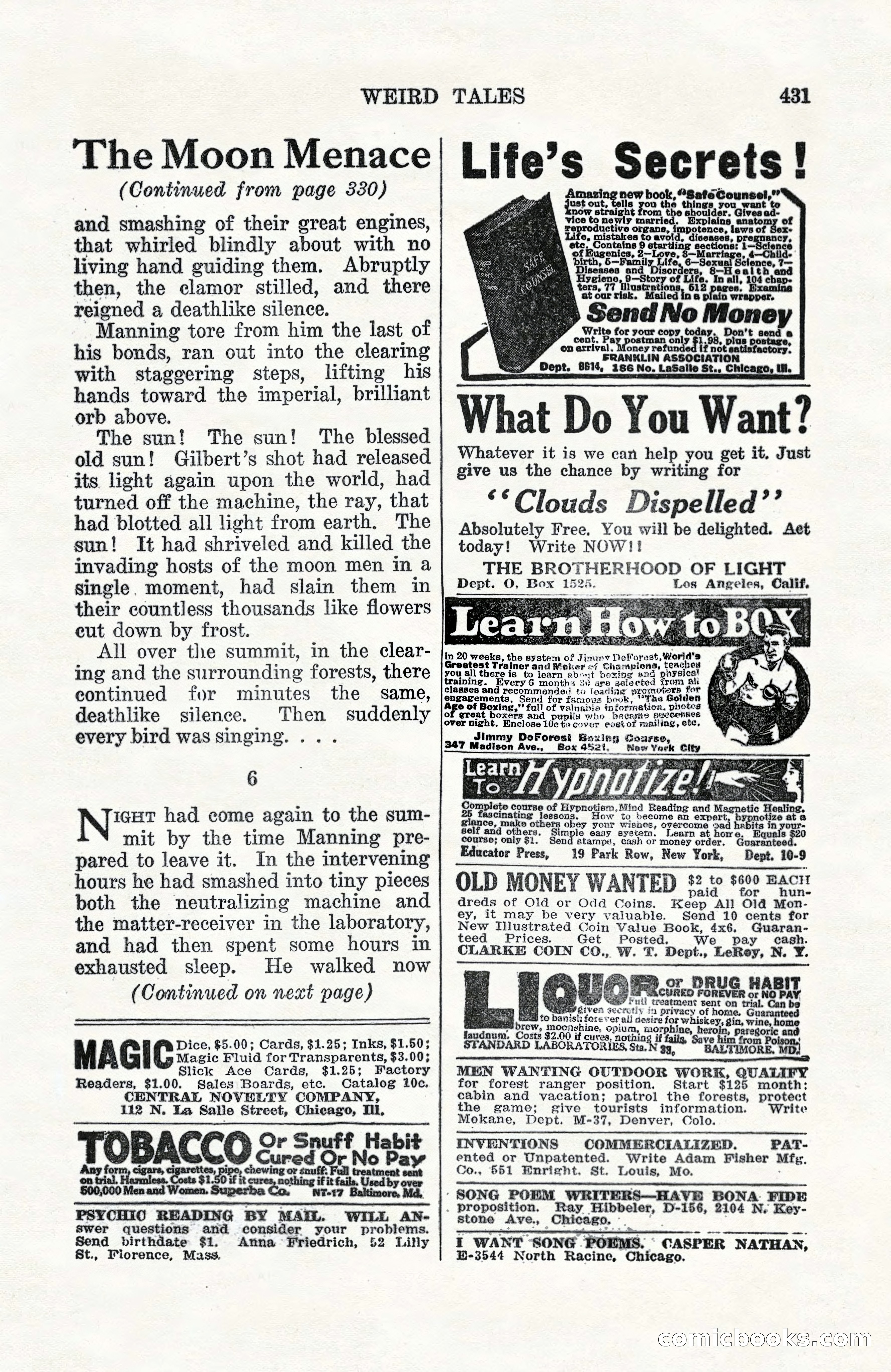 Weird Tales, Vol. 10, No. 3 — page 145 of 148