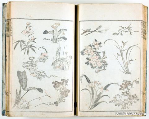 Hokusai manga (Sketches of Hokusai), v. 1-3, 5-11, and 14 of 15