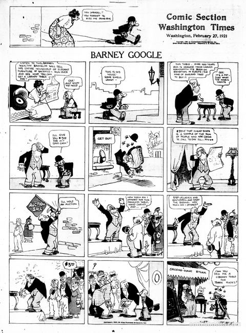 Barney Google — The Washington Times, February 27, 1921