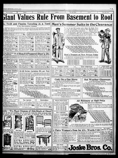 Sunday Newspaper Advertisement Page, 1911