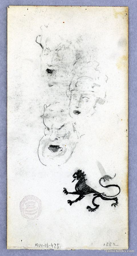 Study Sheet with Heads and Lion