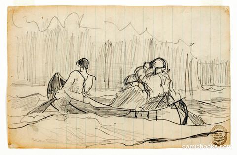 Canoe with Three Men