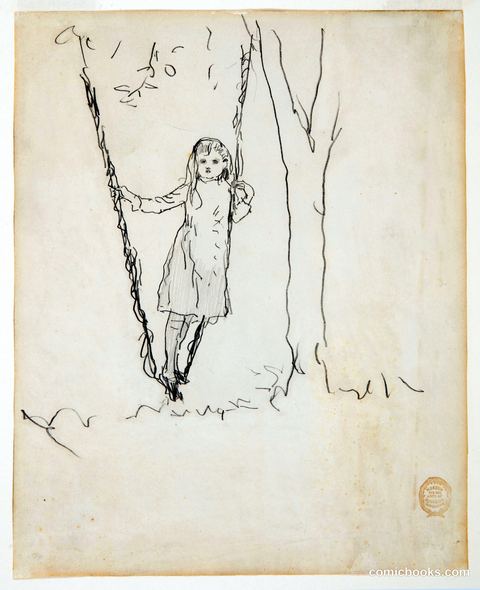 Girl Standing on a Swing