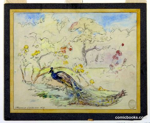 Peacock in a Garden